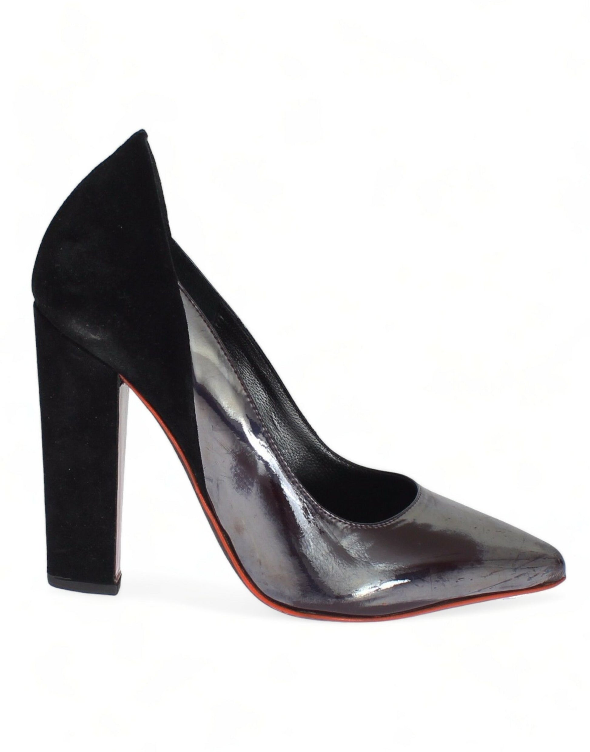 Escarpins en cuir et daim gris et noir