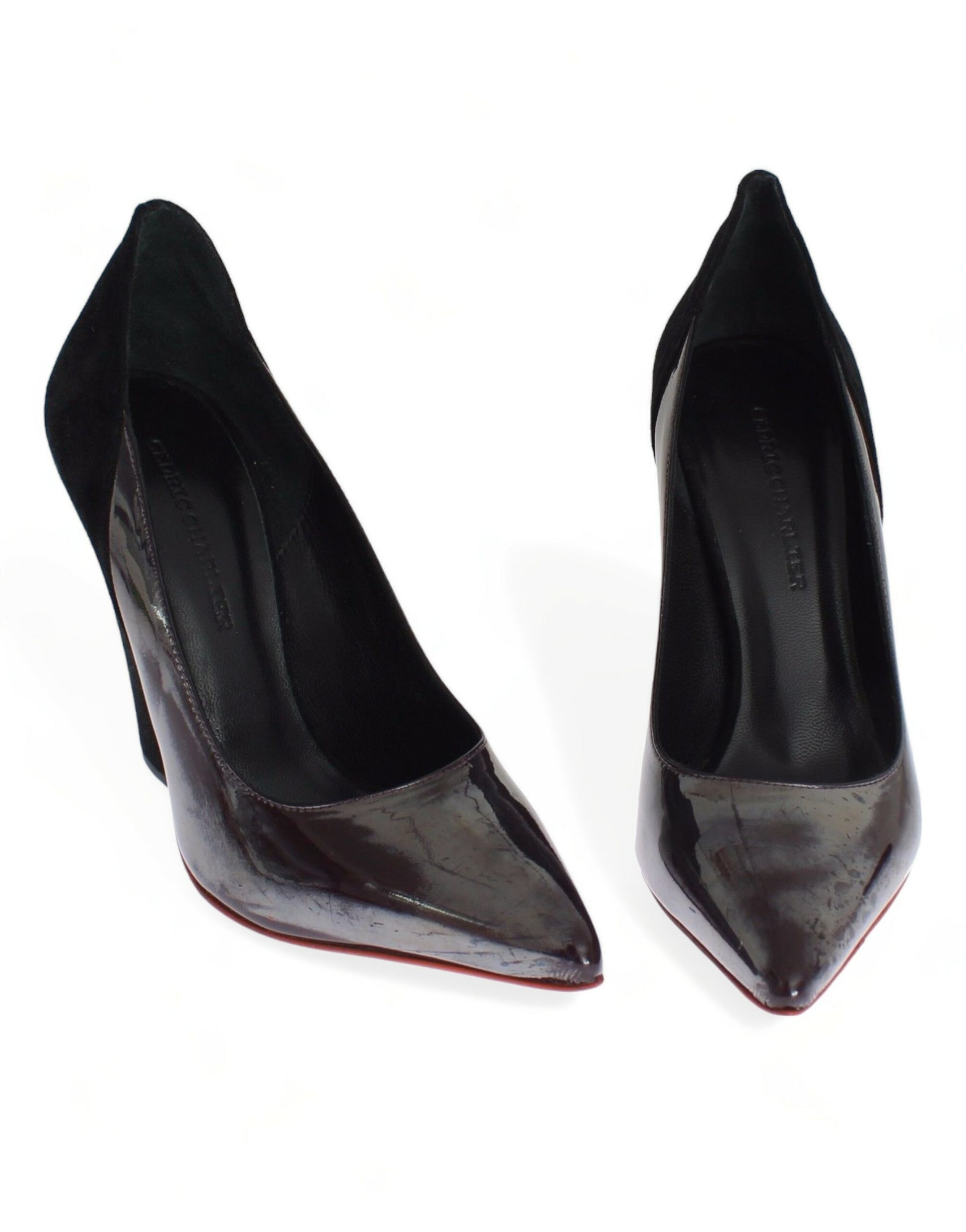 Escarpins en cuir et daim gris et noir