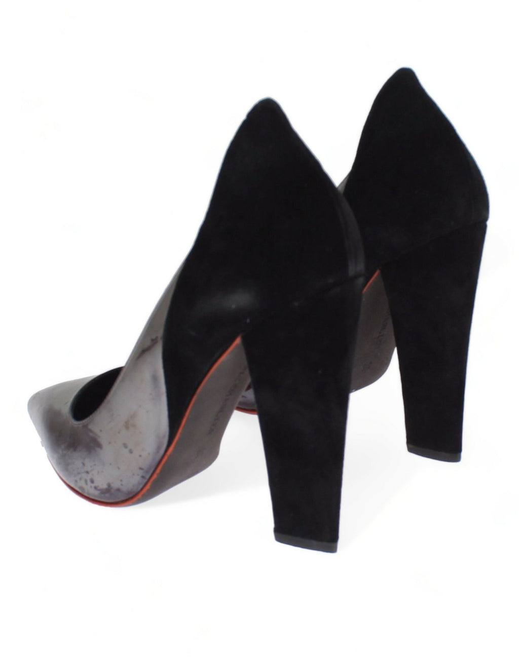 Escarpins en cuir et daim gris et noir