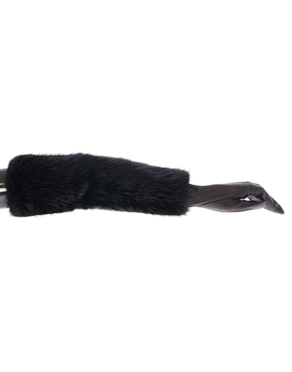 Gants en cuir de mouton et fourrure de castor noir avec coude en cuir.