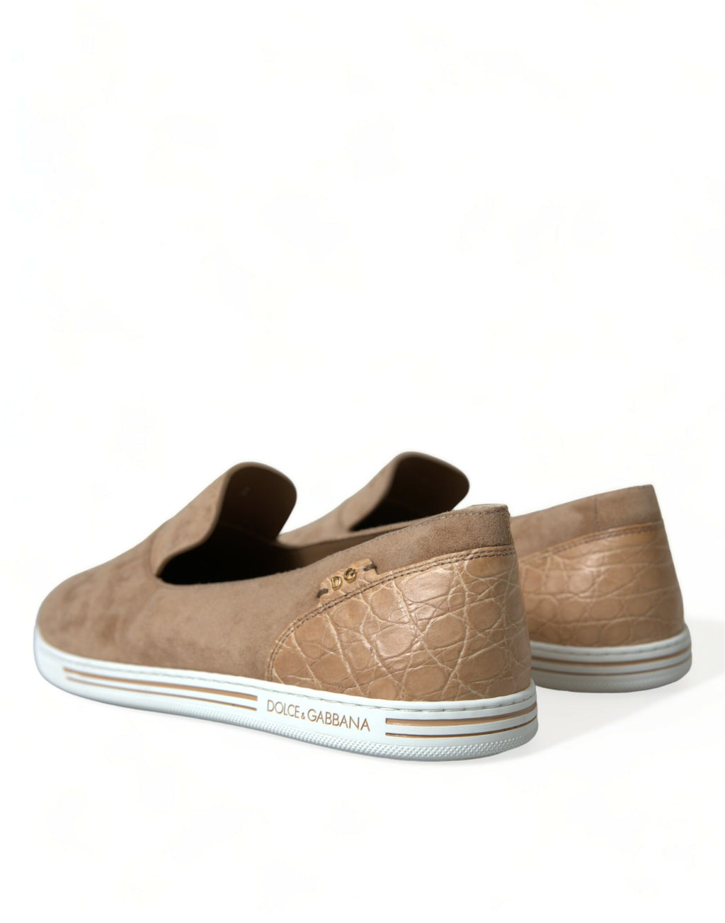 Chaussons mocassins en daim beige pour homme, style caïman