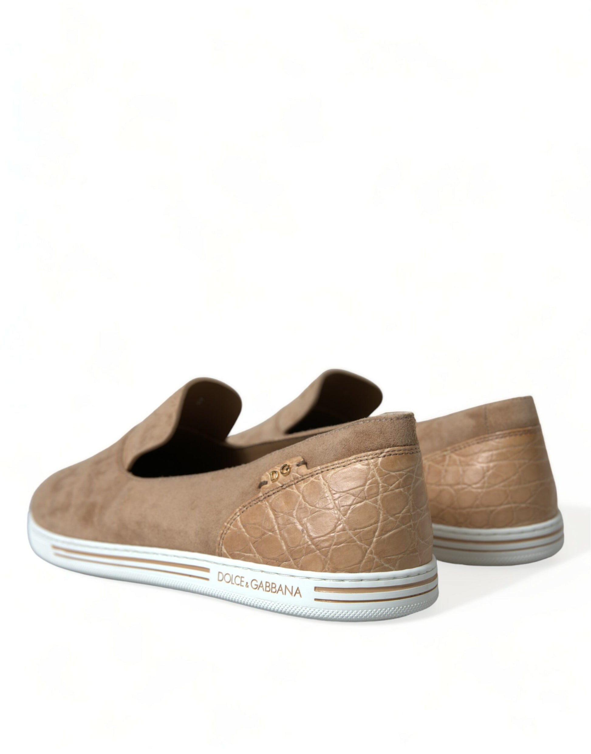Chaussons mocassins en daim beige pour homme, style caïman