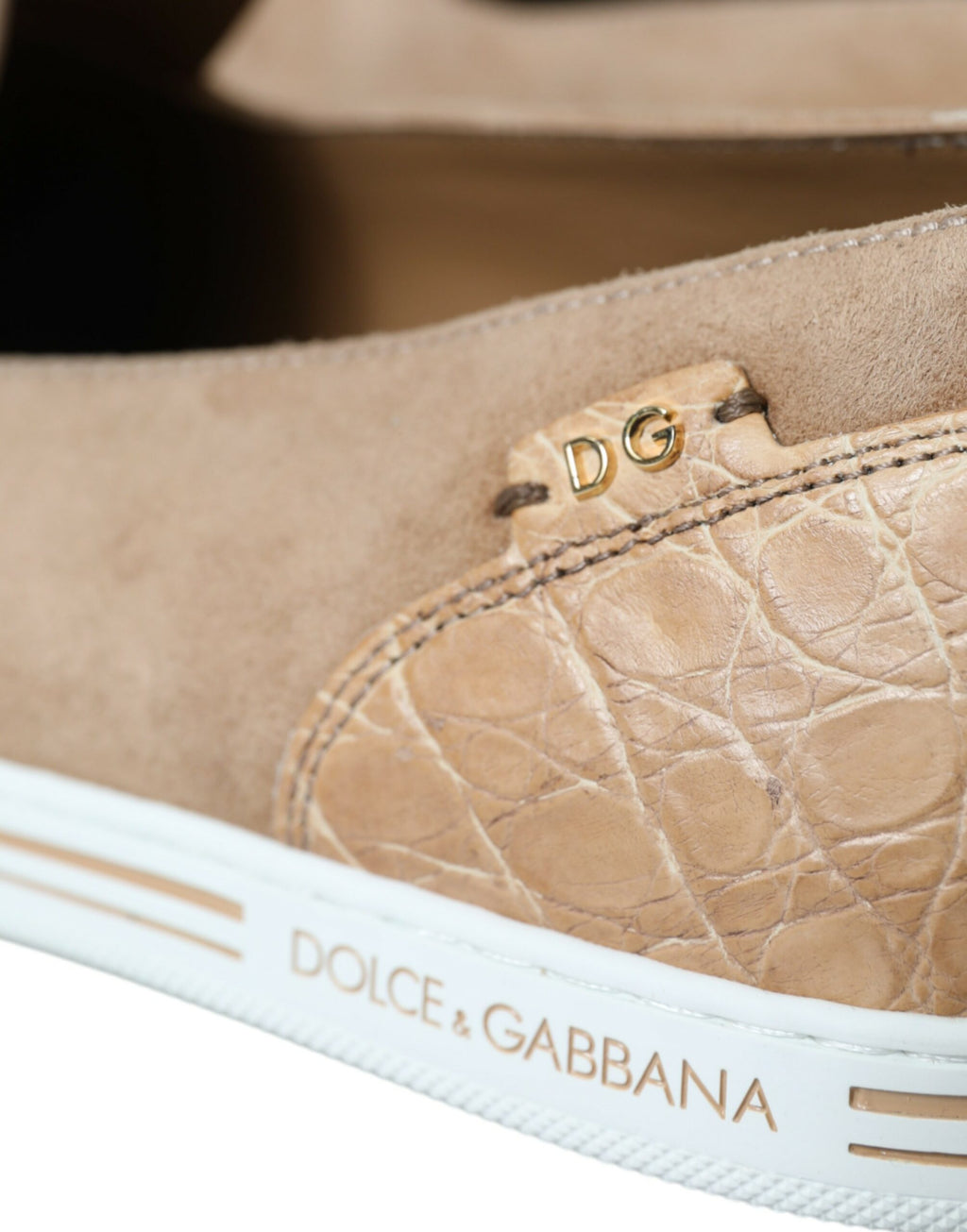 Chaussons mocassins en daim beige pour homme, style caïman