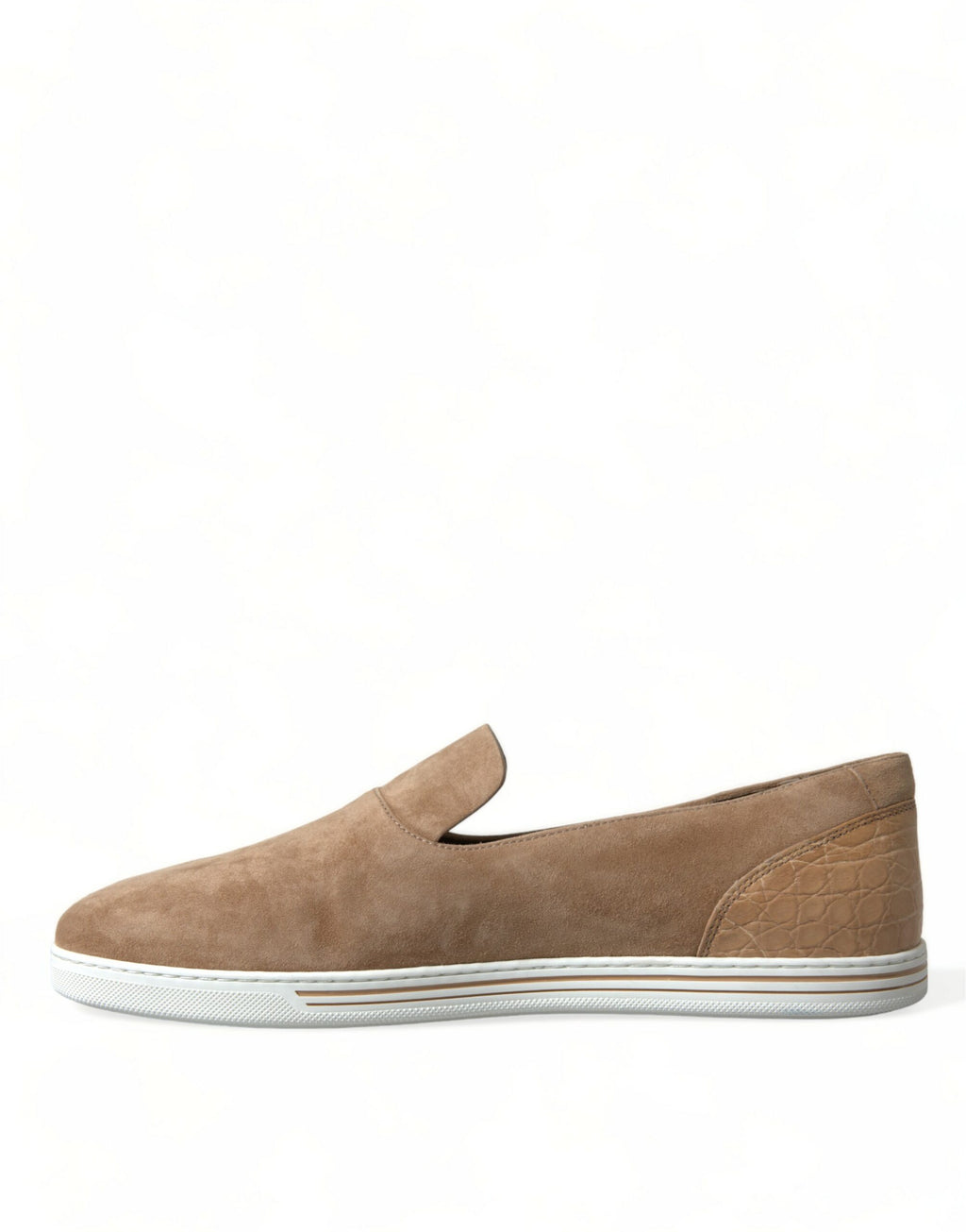 Chaussons mocassins en daim beige pour homme, style caïman