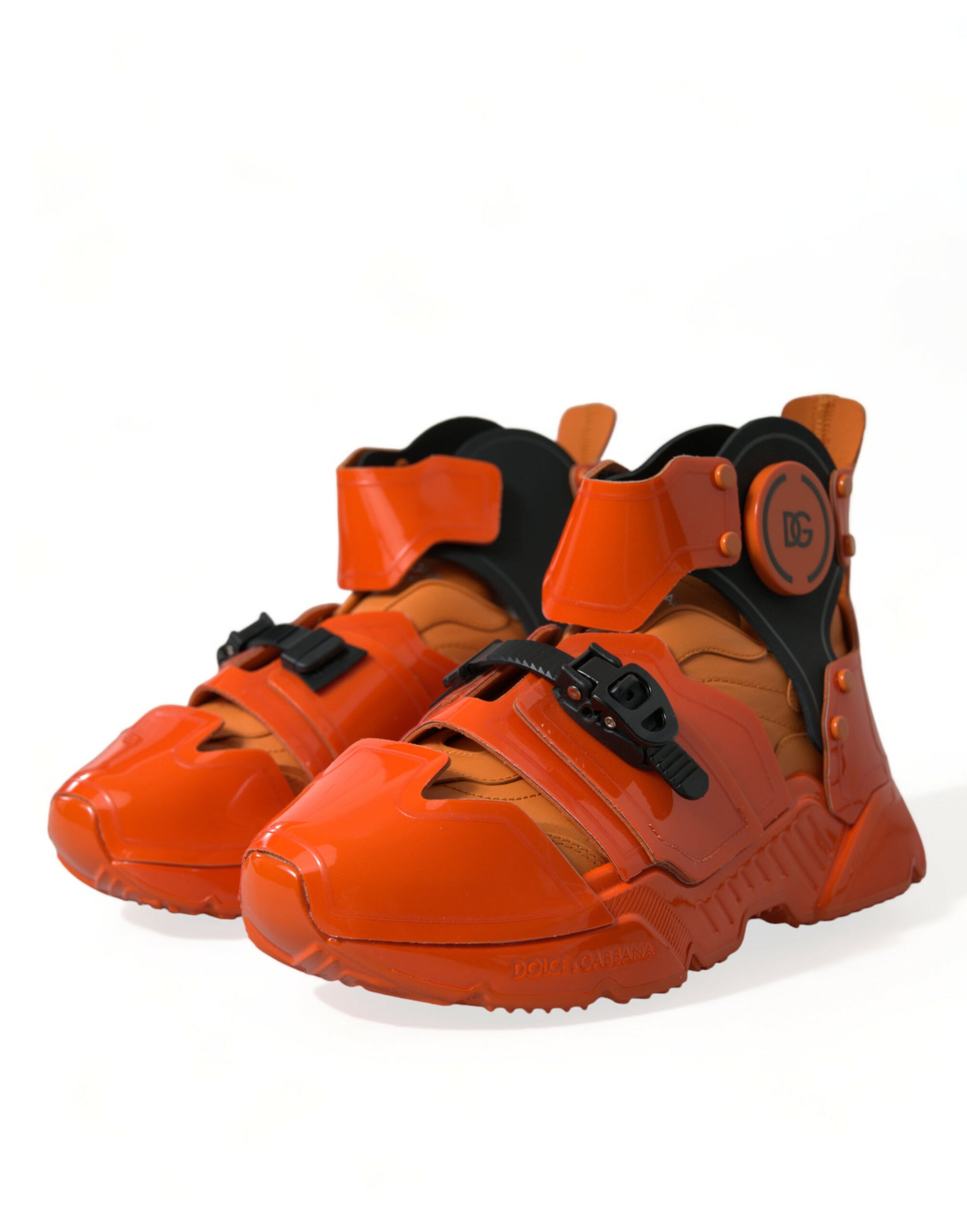 Sneakers montantes à plateforme orange à panneaux multiples