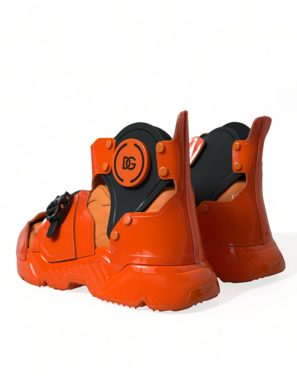 Sneakers montantes à plateforme orange à panneaux multiples