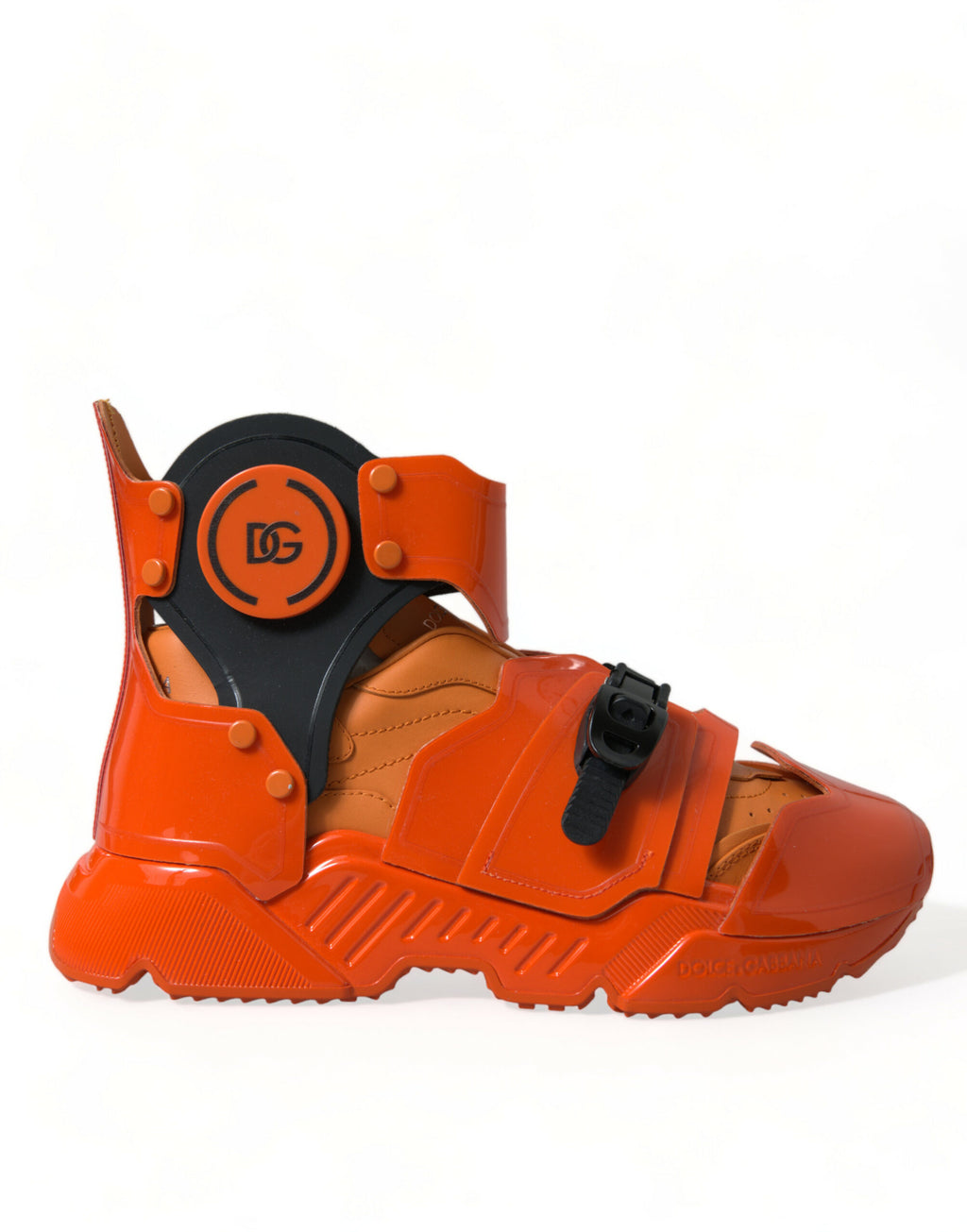 Sneakers montantes à plateforme orange à panneaux multiples