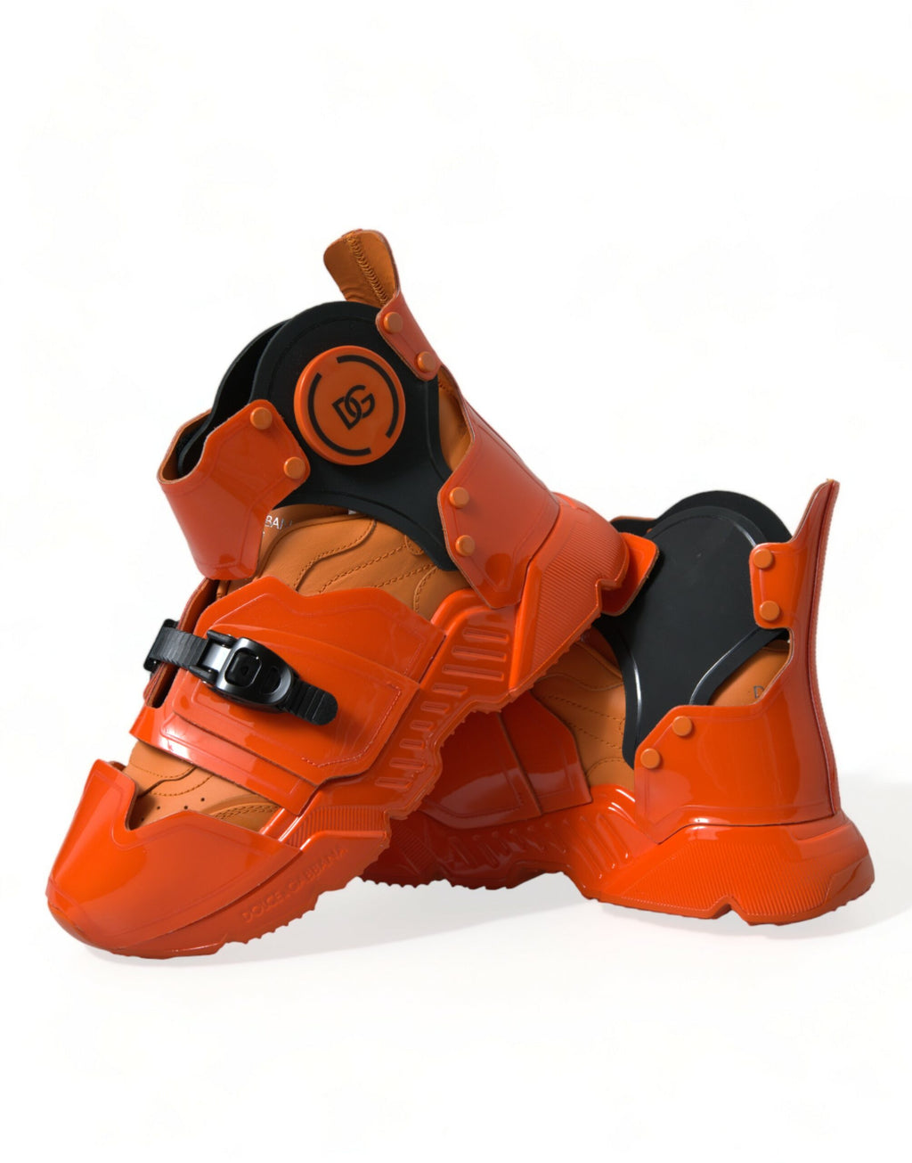 Sneakers montantes à plateforme orange à panneaux multiples