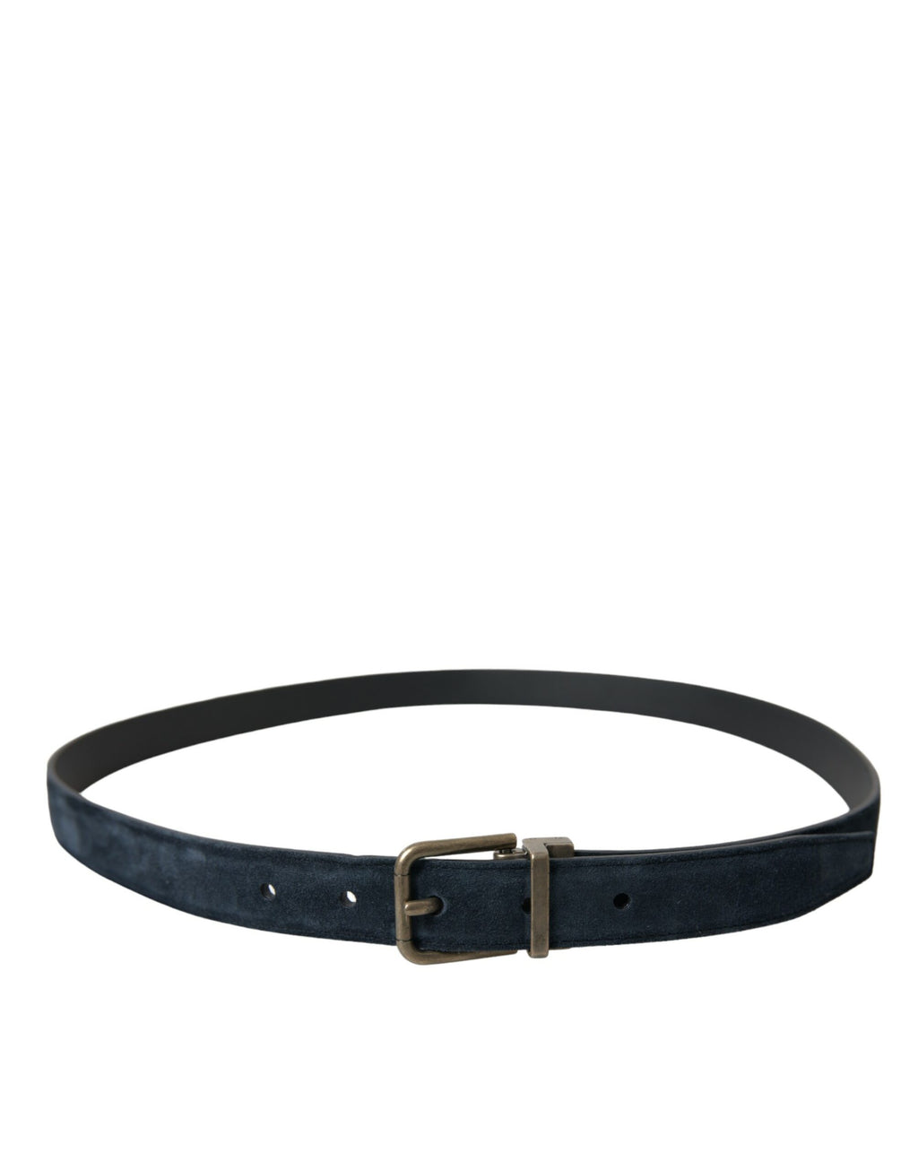 Ceinture en cuir suédé bleu avec boucle en métal doré