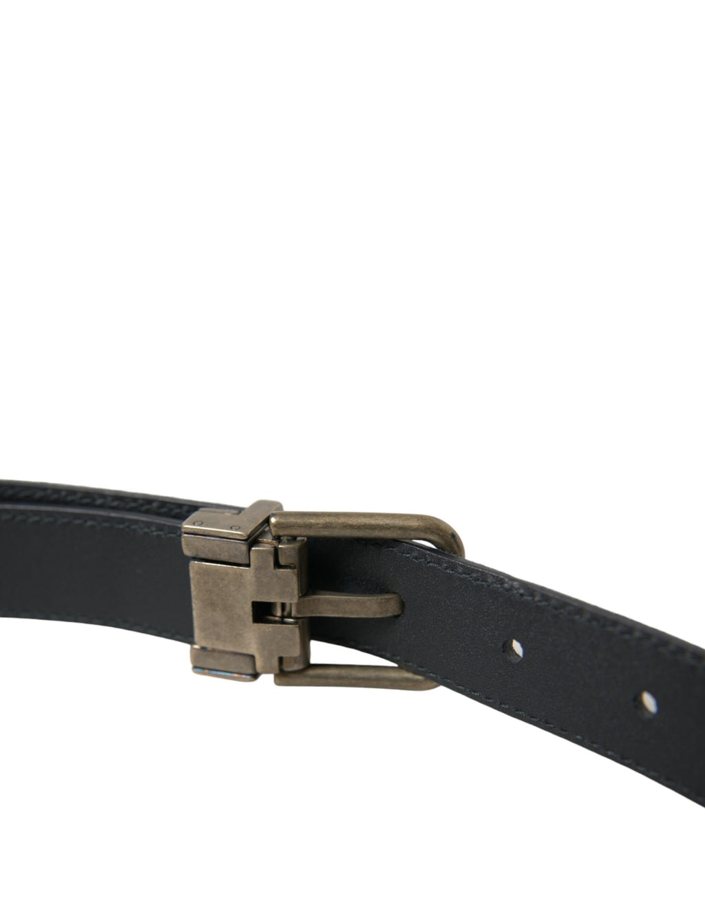 Ceinture en cuir suédé bleu avec boucle en métal doré