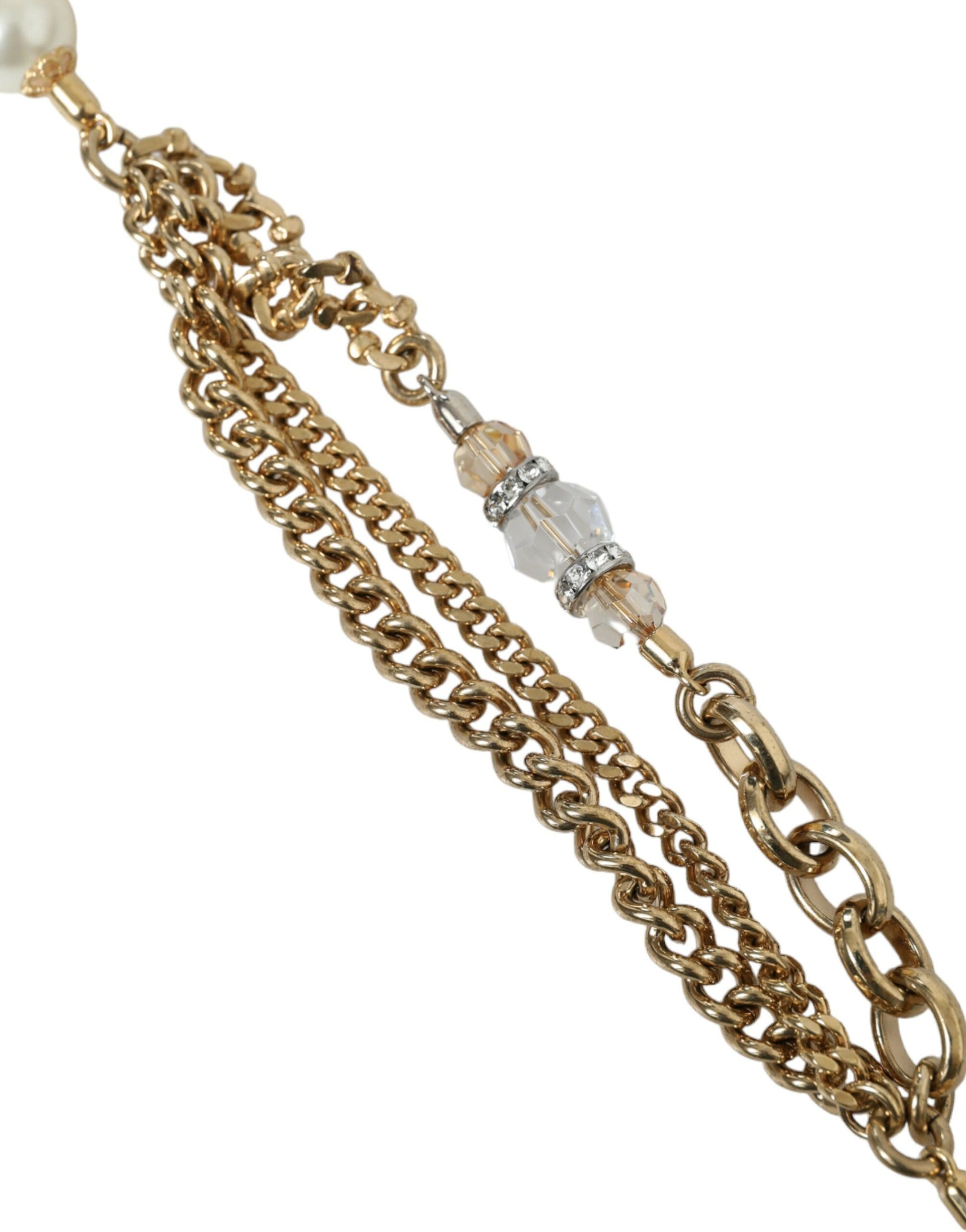 Ceinture taille en chaîne tressée bleue et laiton doré