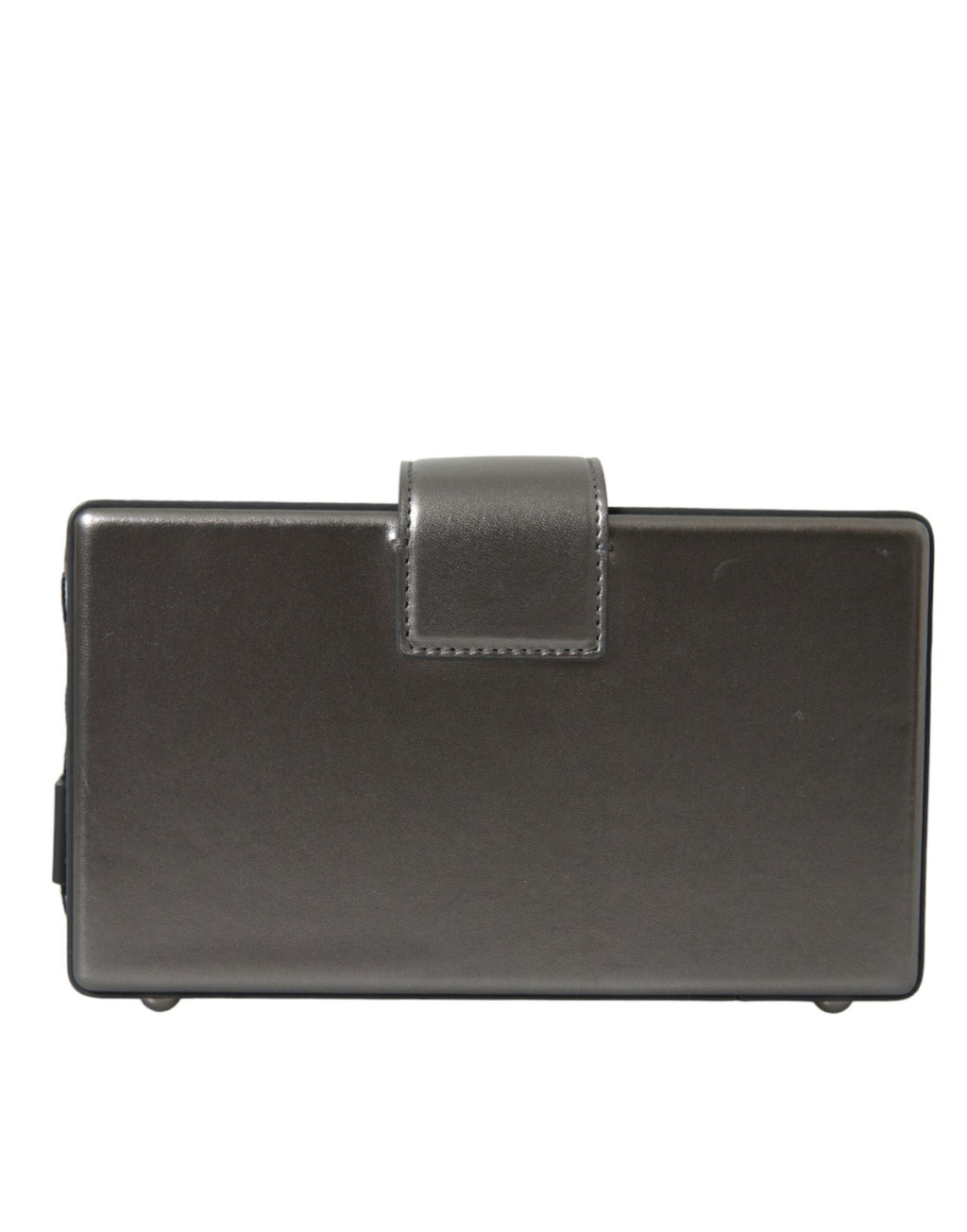 Sac à bandoulière DG BOX en cuir de veau gris métallisé