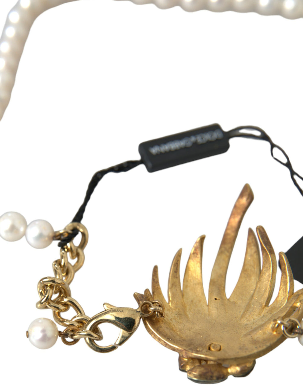 Collier avec pendentif en forme d'arbre en laiton doré, avec perles et cristaux.