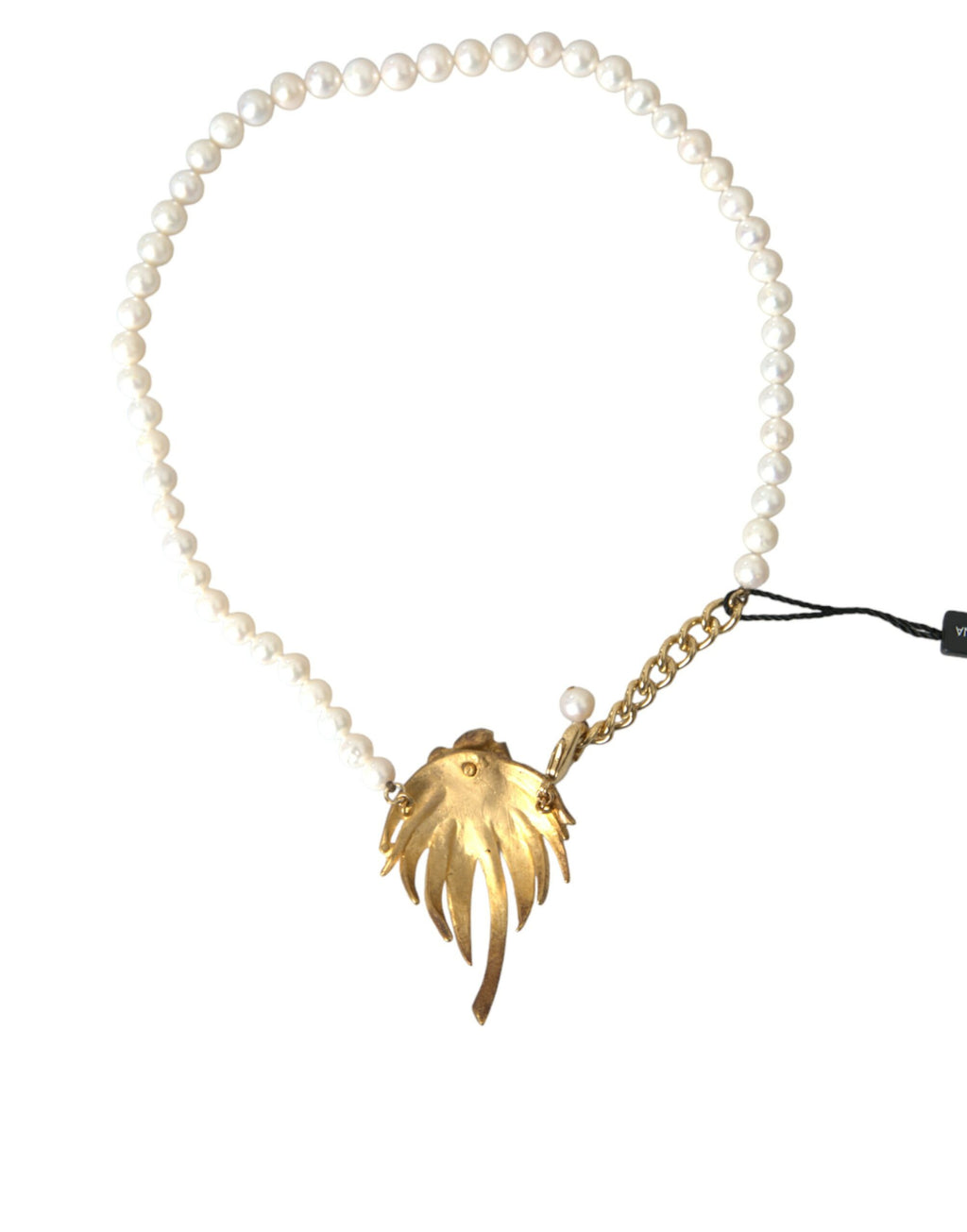 Collier avec pendentif en forme d'arbre en laiton doré, avec perles et cristaux.