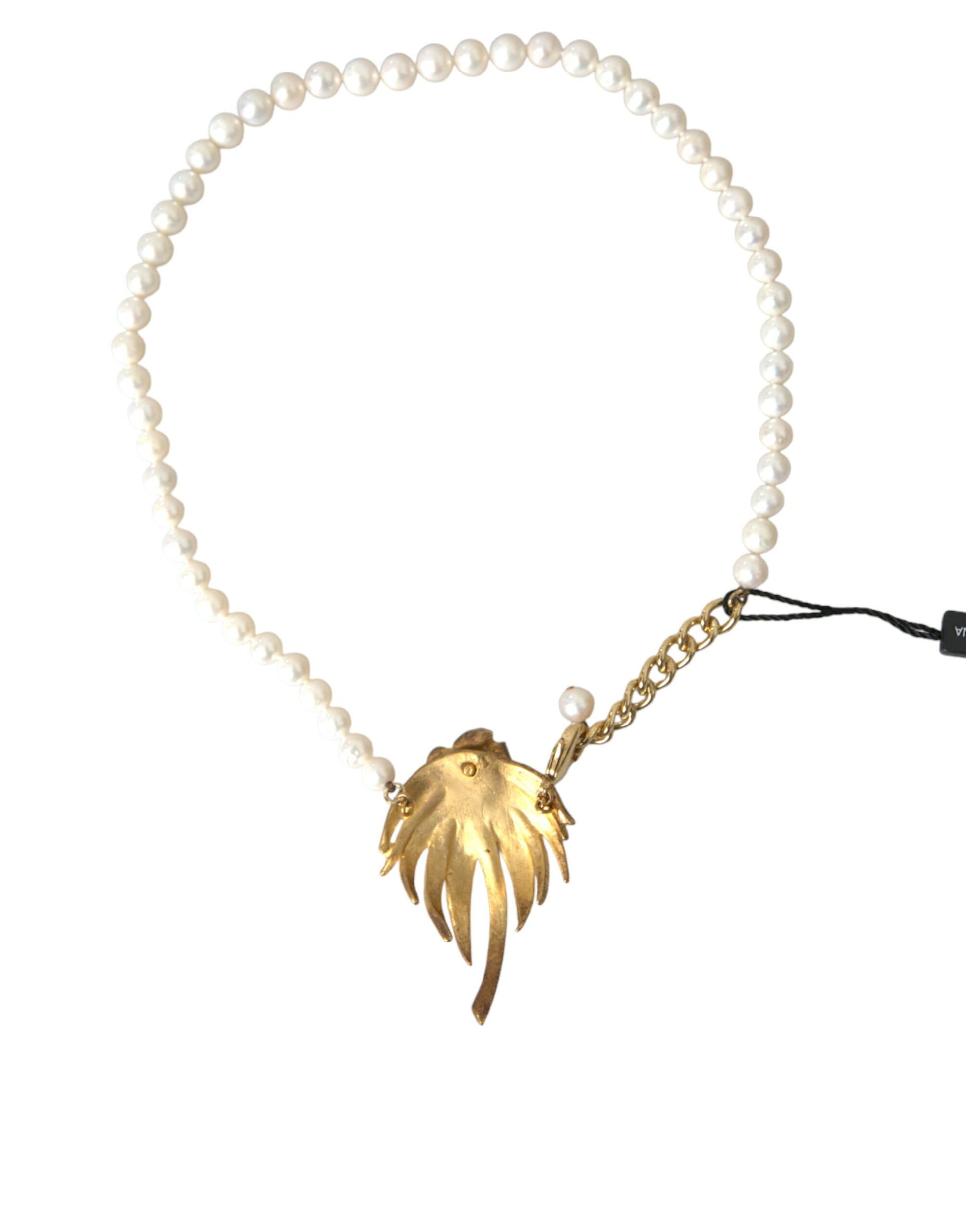 Collier avec pendentif en forme d'arbre en laiton doré, avec perles et cristaux.