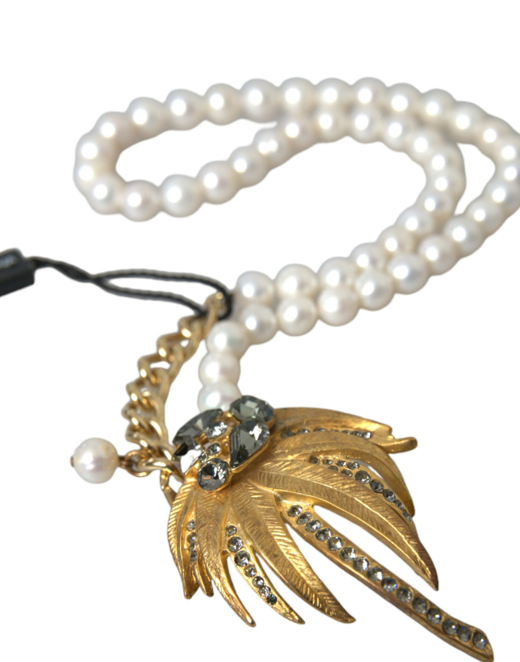 Collier avec pendentif en forme d'arbre en laiton doré, avec perles et cristaux.
