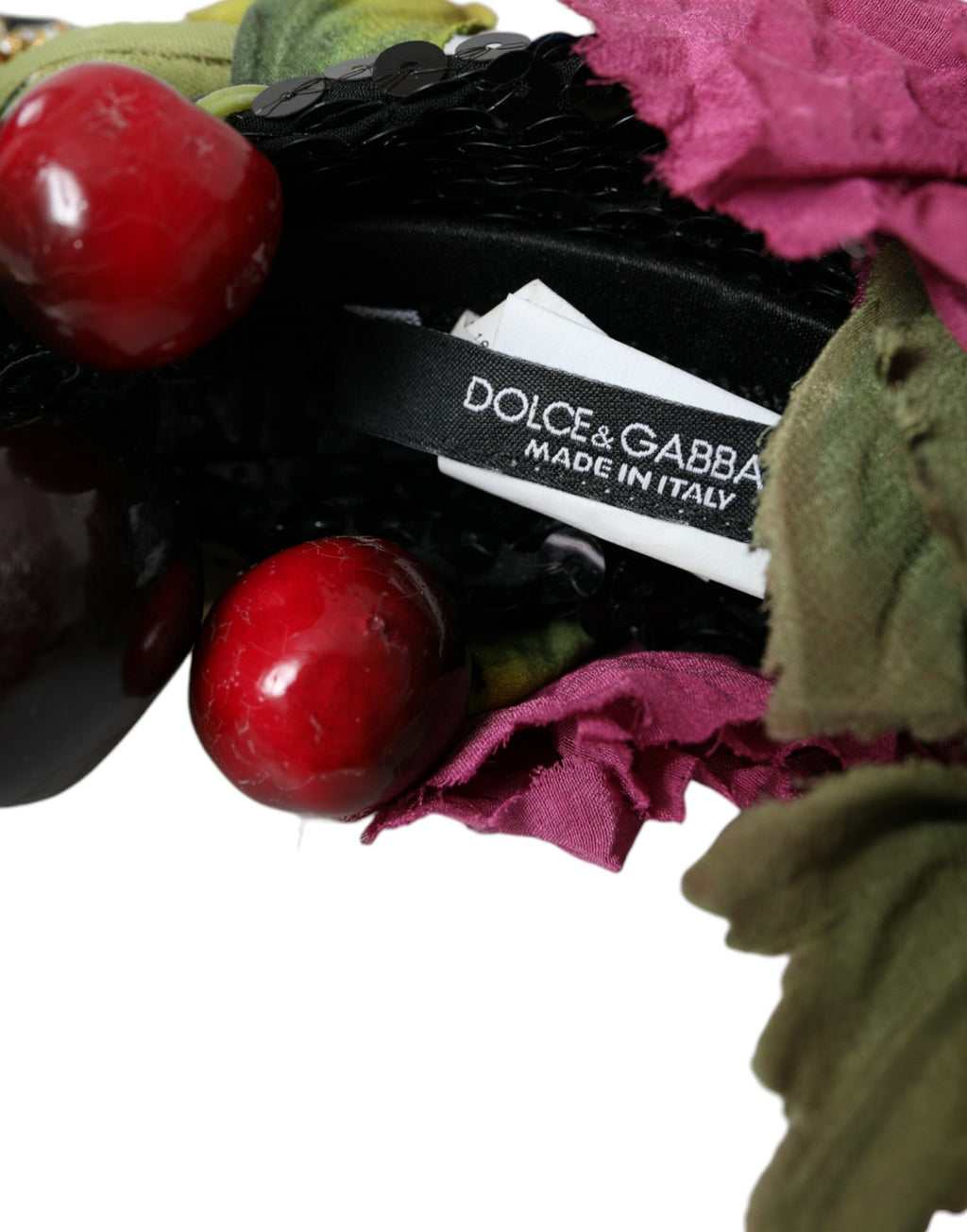 Diadème à déclaration avec ruban pour cheveux en forme de pastèque rouge, cerise et cristal.
