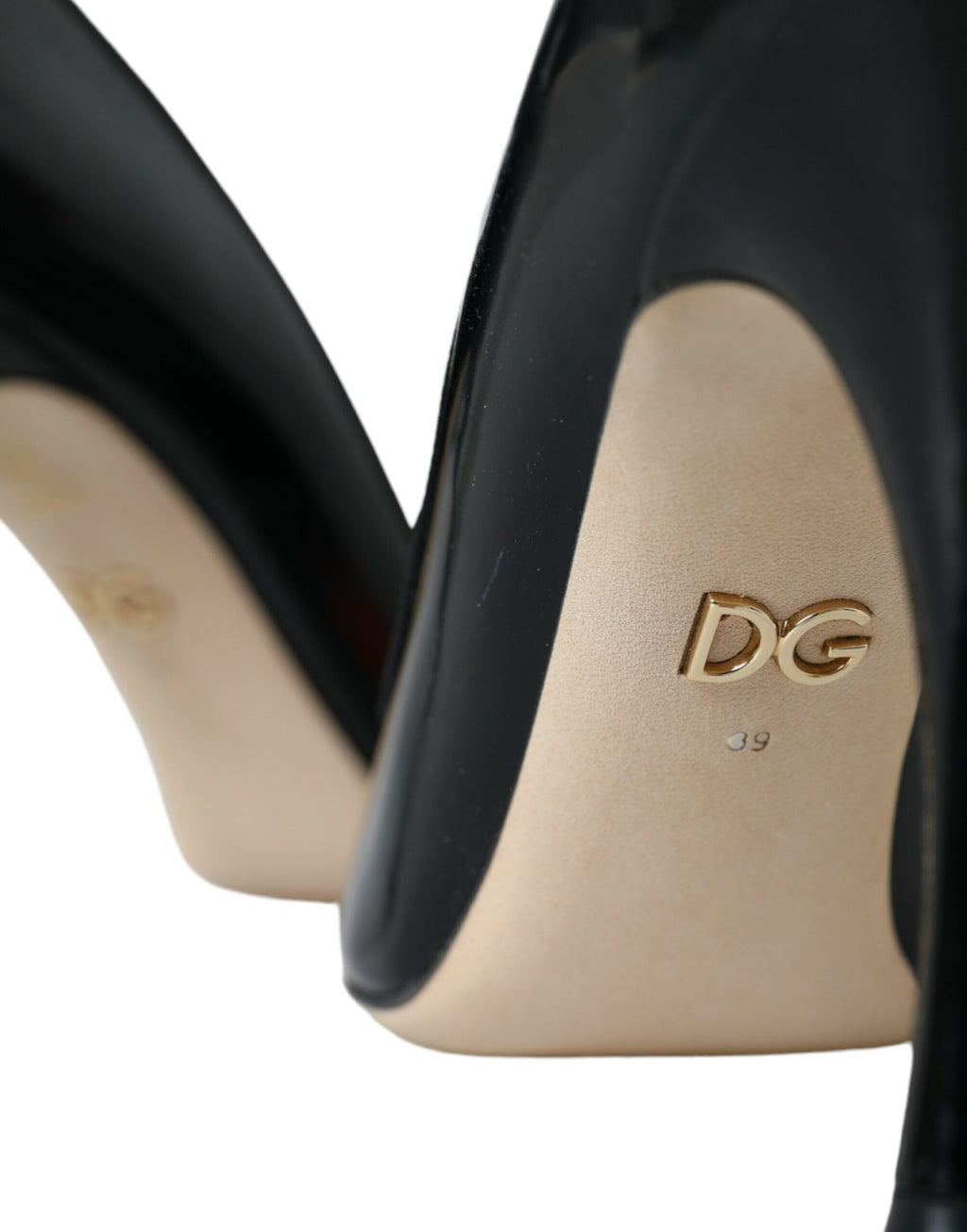 Escarpins en cuir noir avec patchs "WOW"