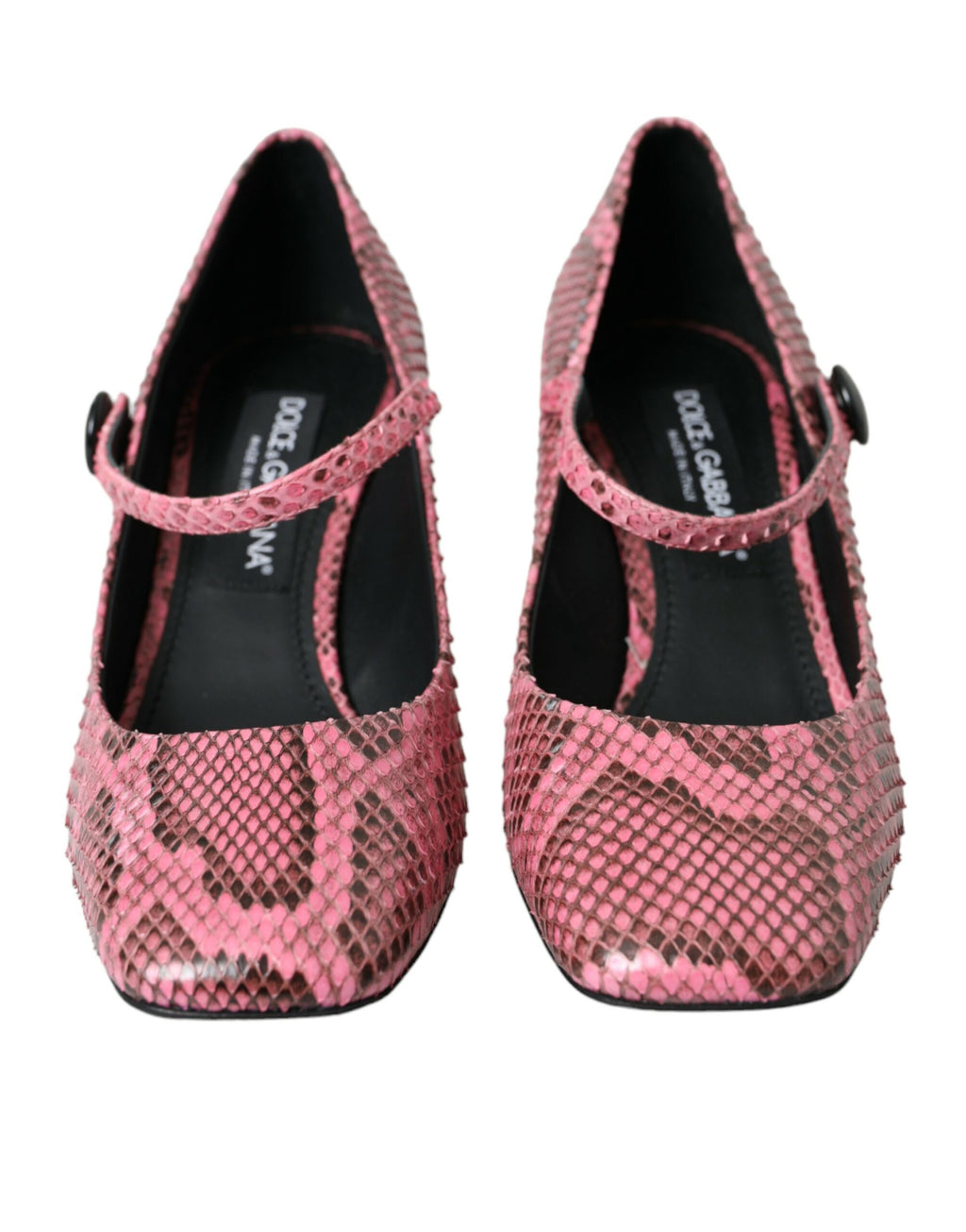 Escarpins Mary Jane en cuir de python rose