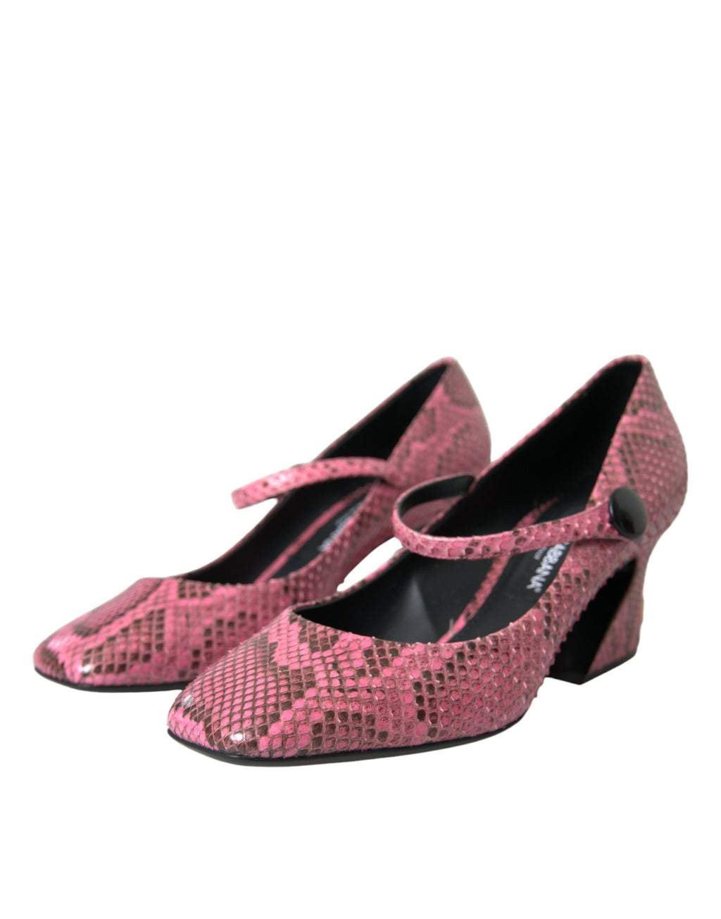 Escarpins Mary Jane en cuir de python rose