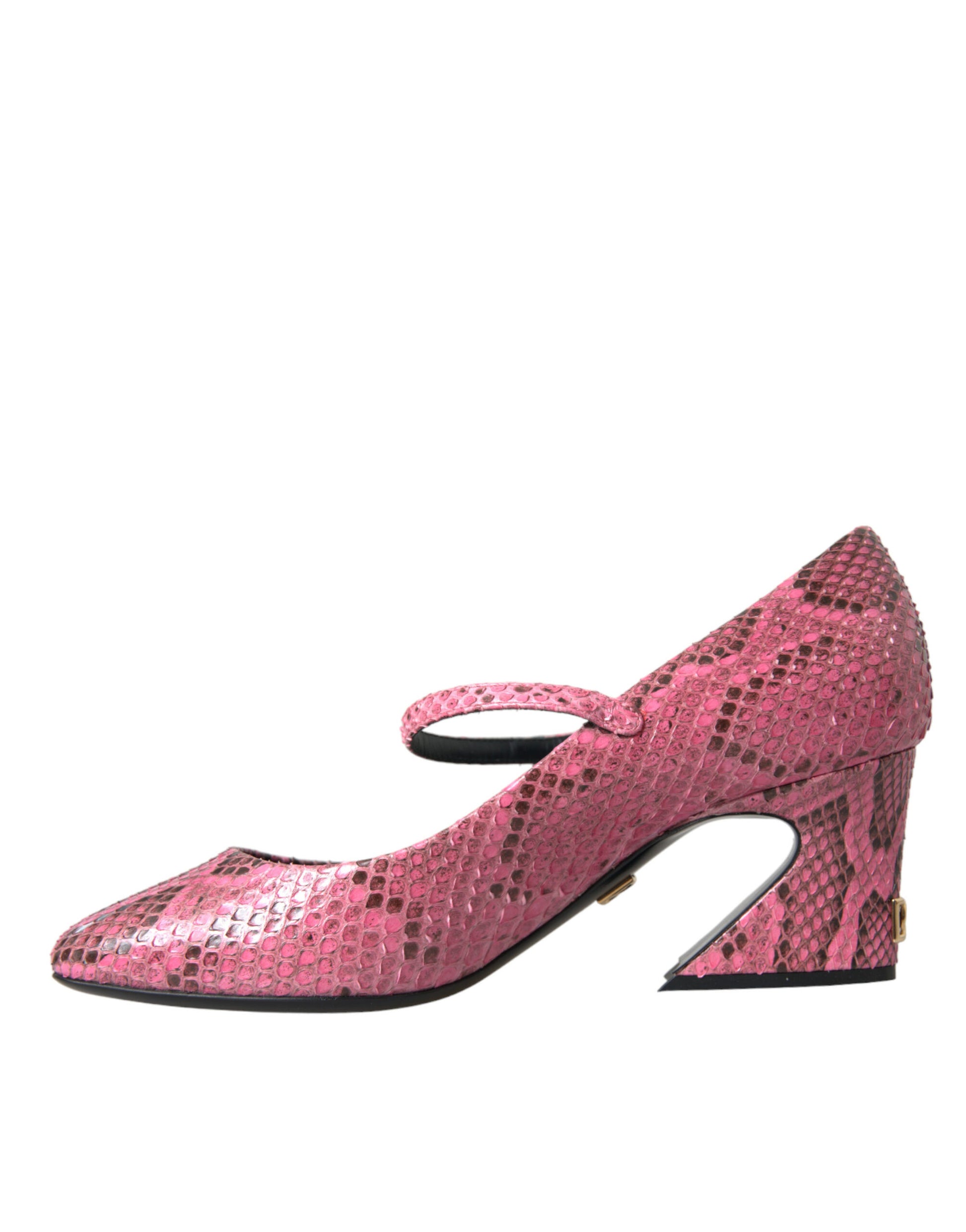 Escarpins Mary Jane en cuir de python rose