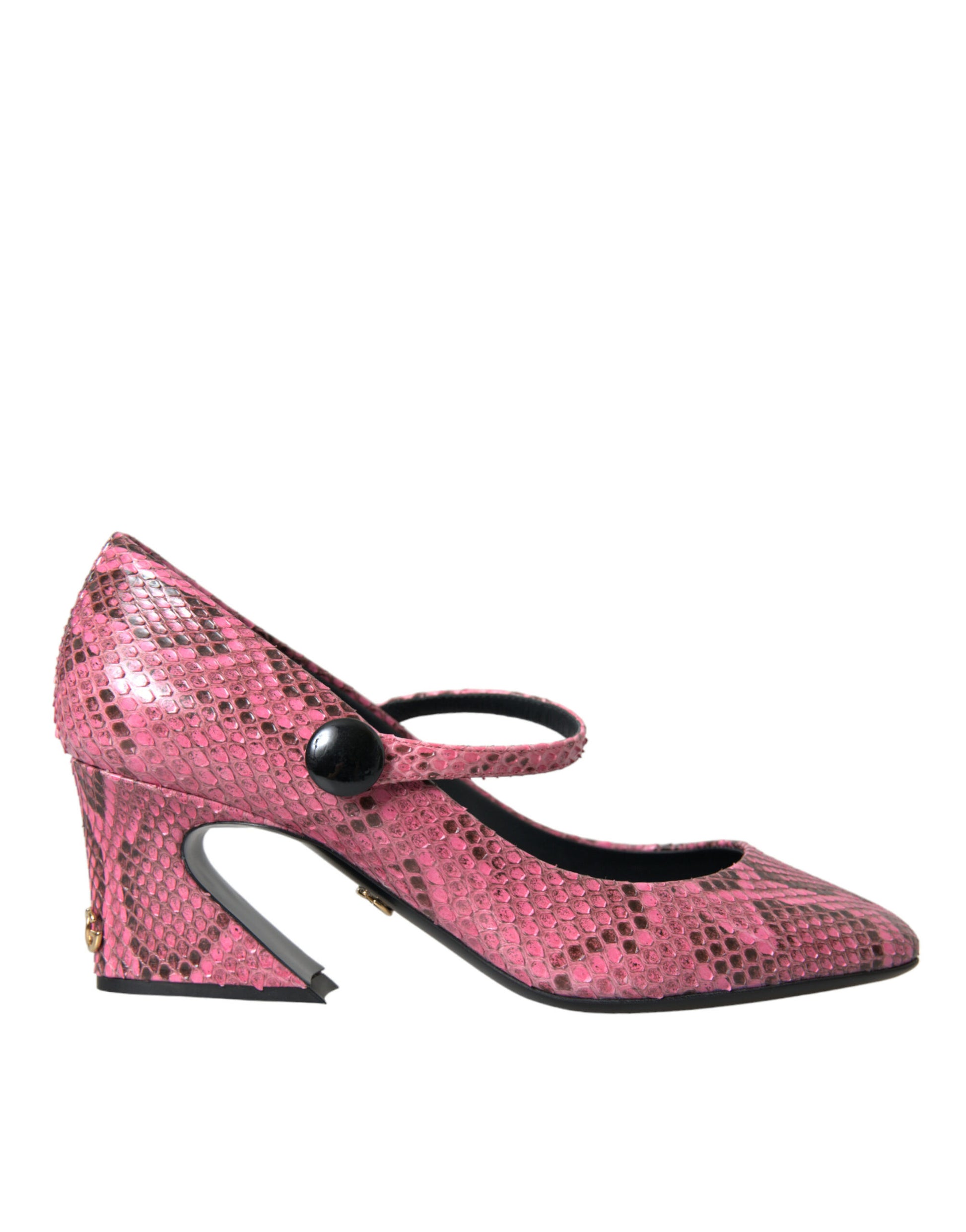 Escarpins Mary Jane en cuir de python rose