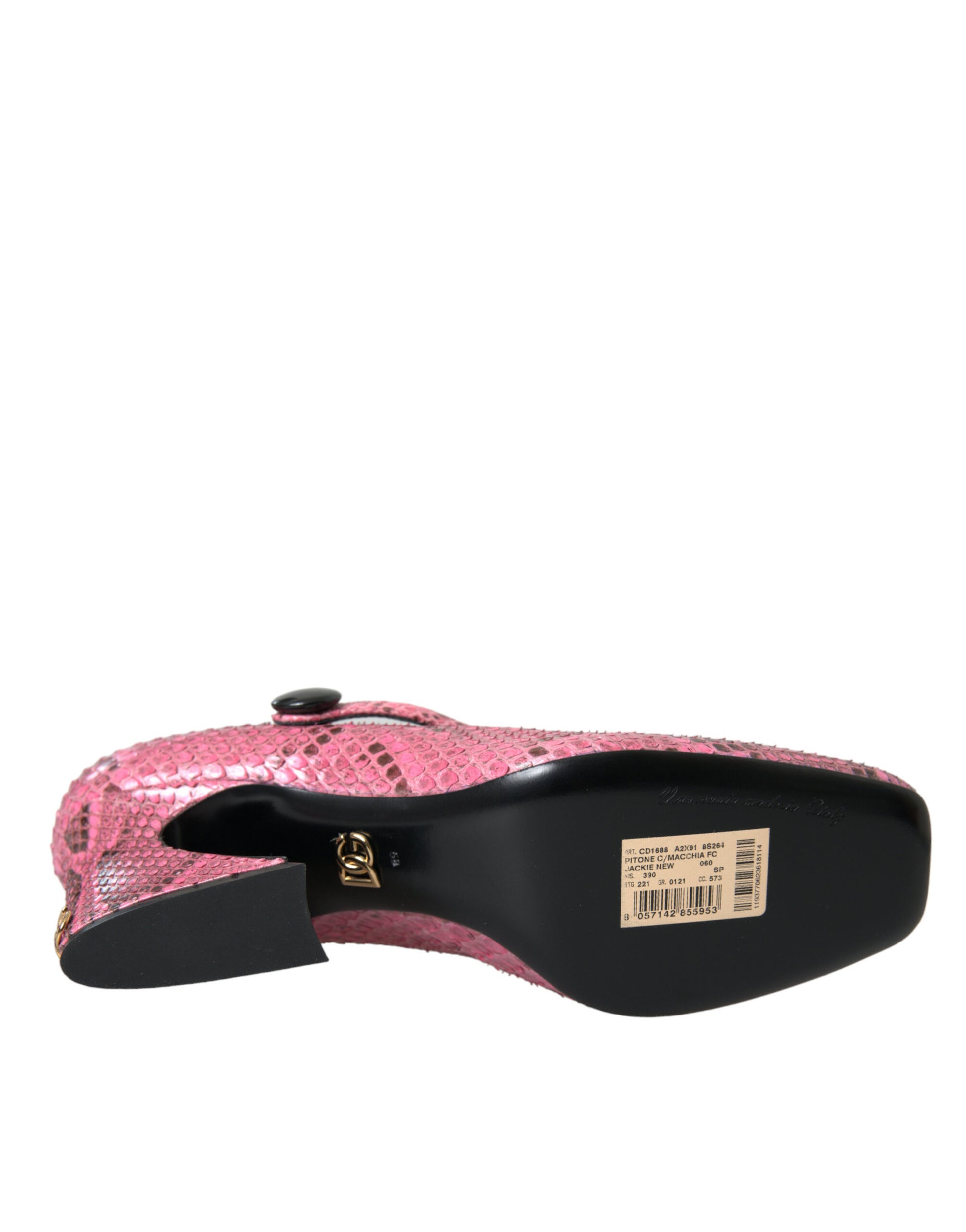 Escarpins Mary Jane en cuir de python rose