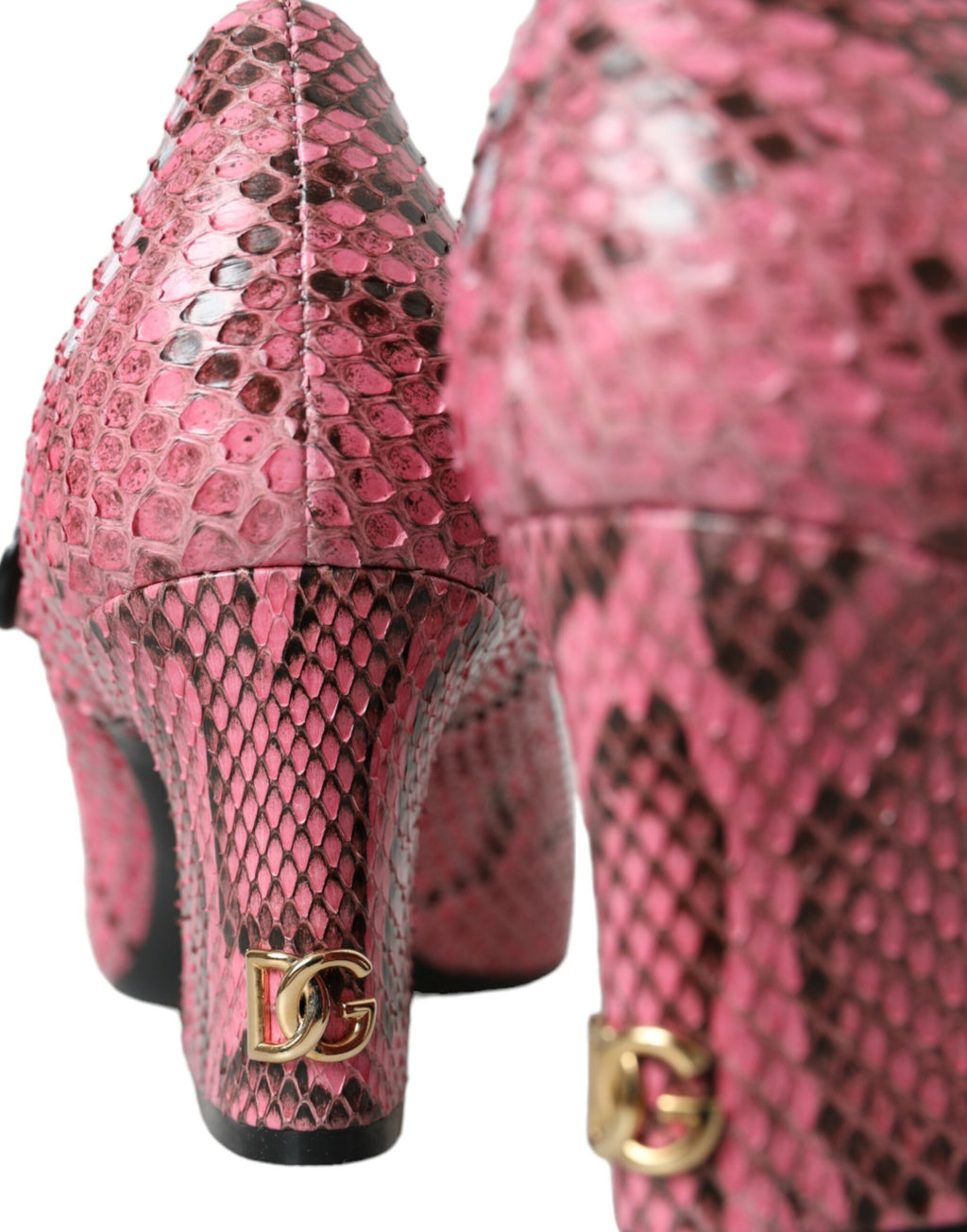 Escarpins Mary Jane en cuir de python rose
