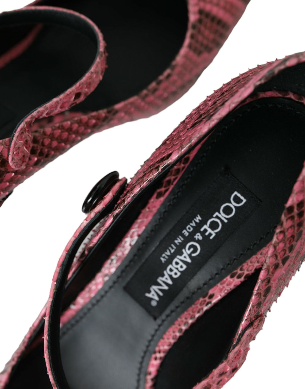 Escarpins Mary Jane en cuir de python rose