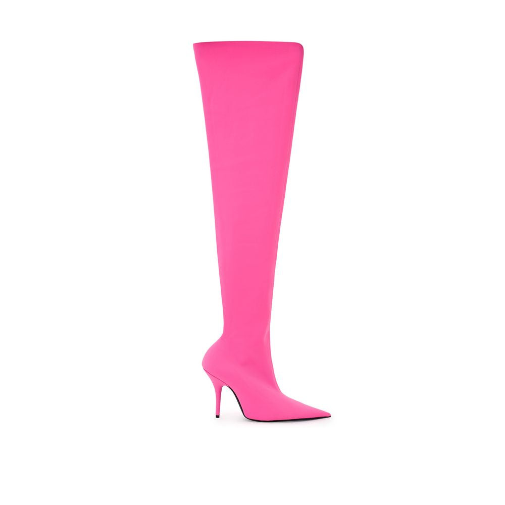 Bottes élégantes en polyester rose, hauteur cheville