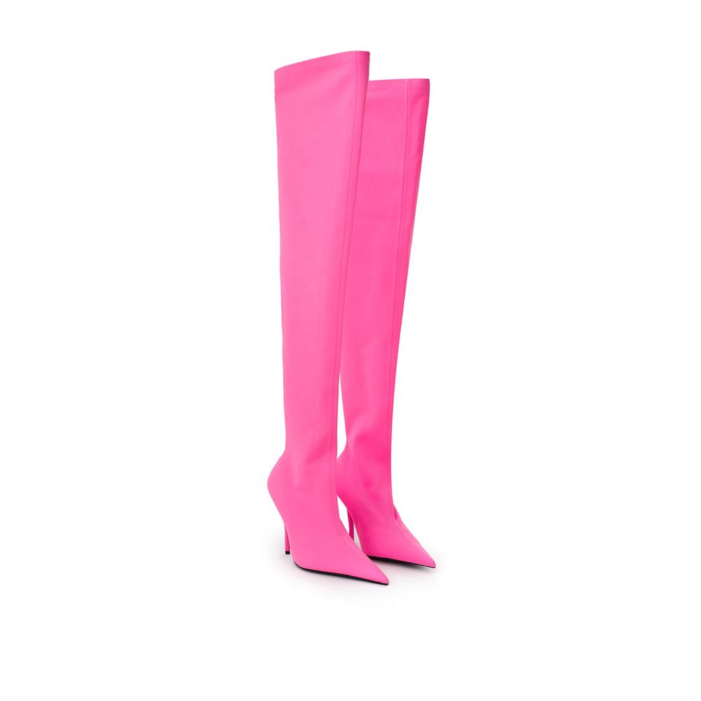 Bottes élégantes en polyester rose, hauteur cheville