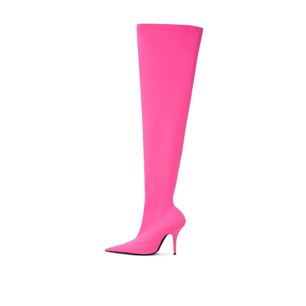 Bottes élégantes en polyester rose, hauteur cheville