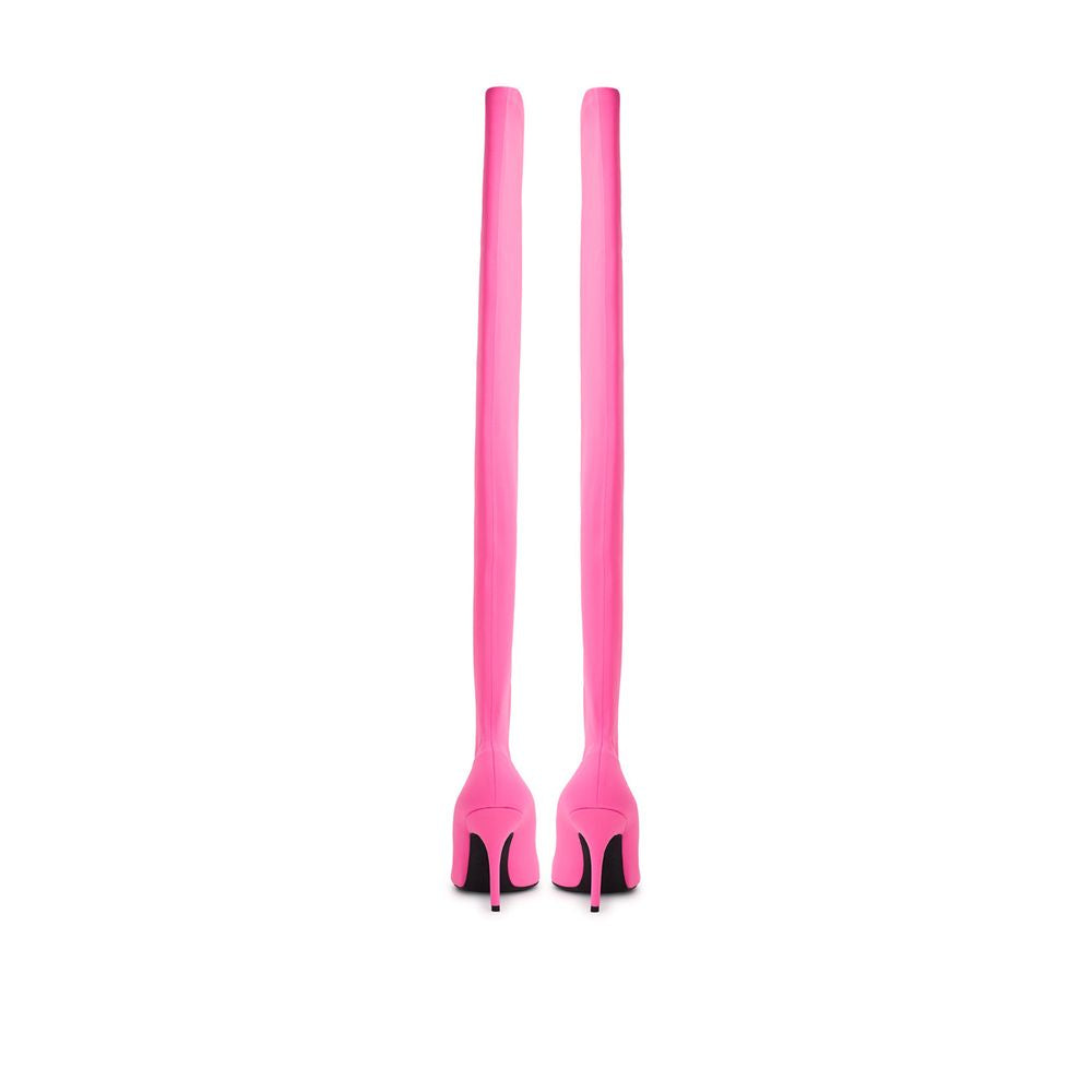 Bottes élégantes en polyester rose, hauteur cheville