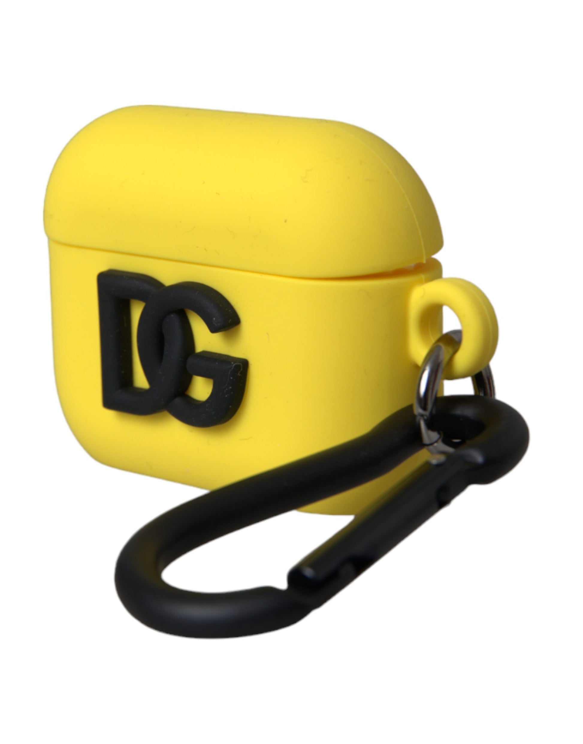 Étui Airpods en silicone jaune avec logo en relief