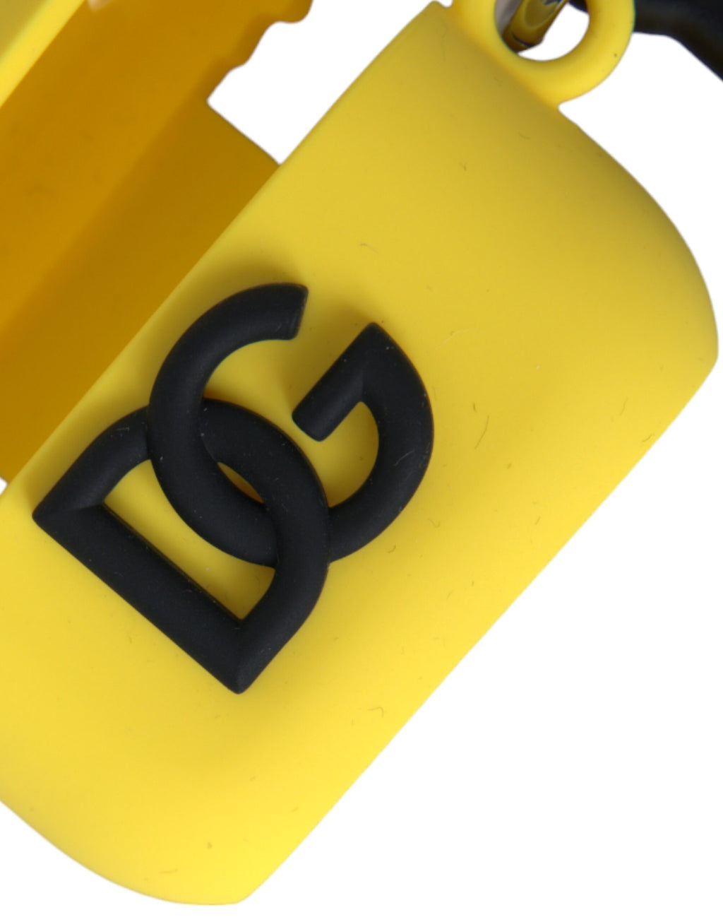 Étui Airpods en silicone jaune avec logo en relief