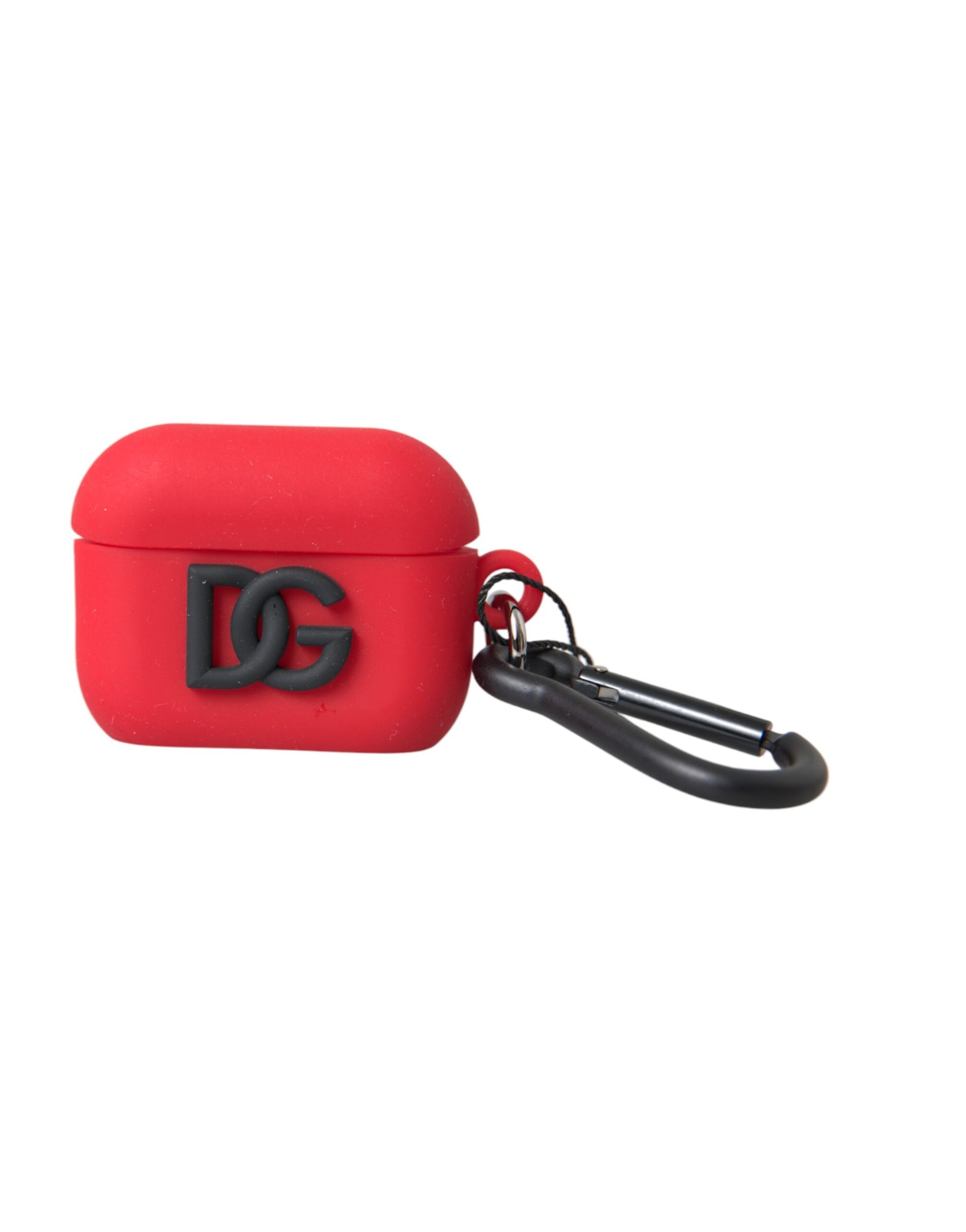 Étui Airpods en caoutchouc de silicone rouge avec logo en relief