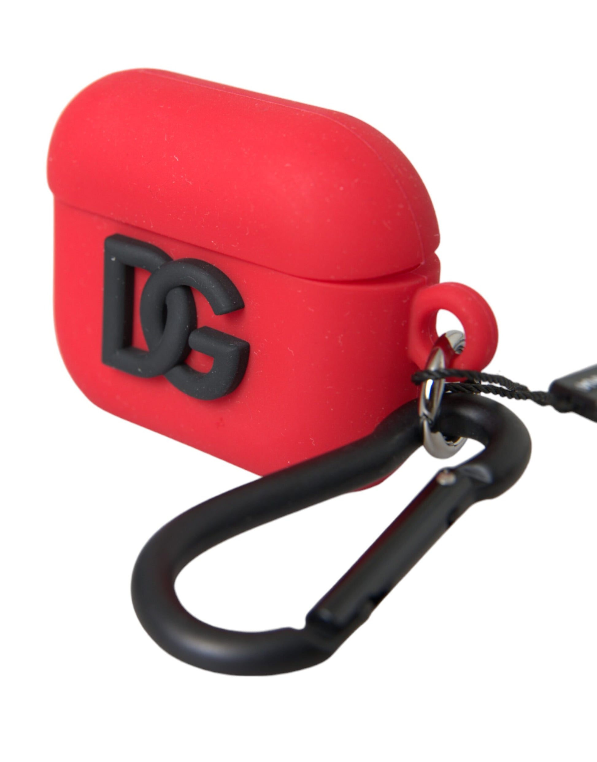 Étui Airpods en caoutchouc de silicone rouge avec logo en relief