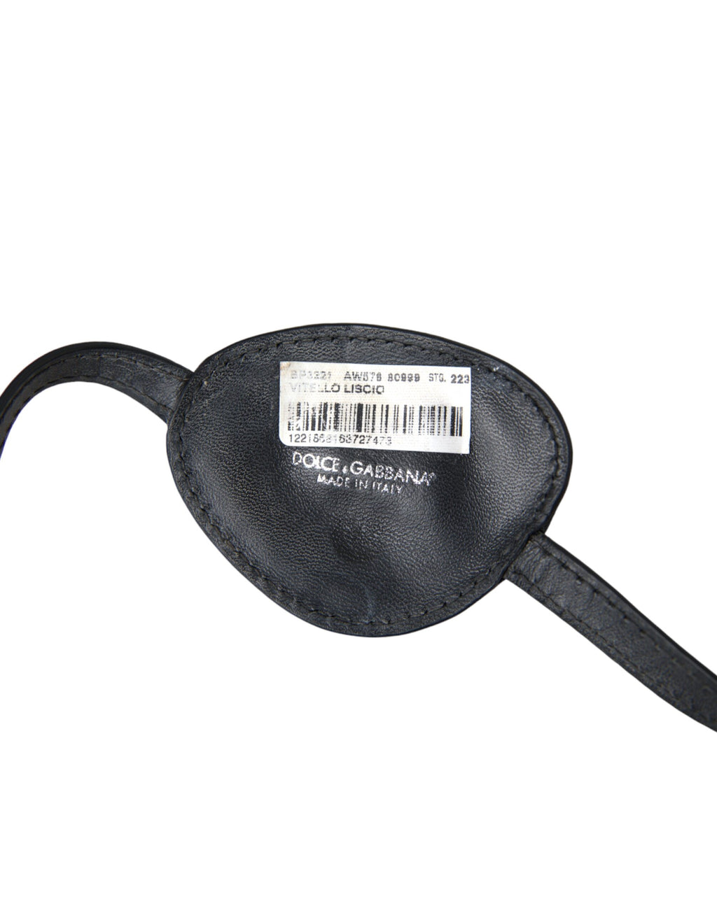 Empiècement en cuir de veau noir avec logo DG en métal