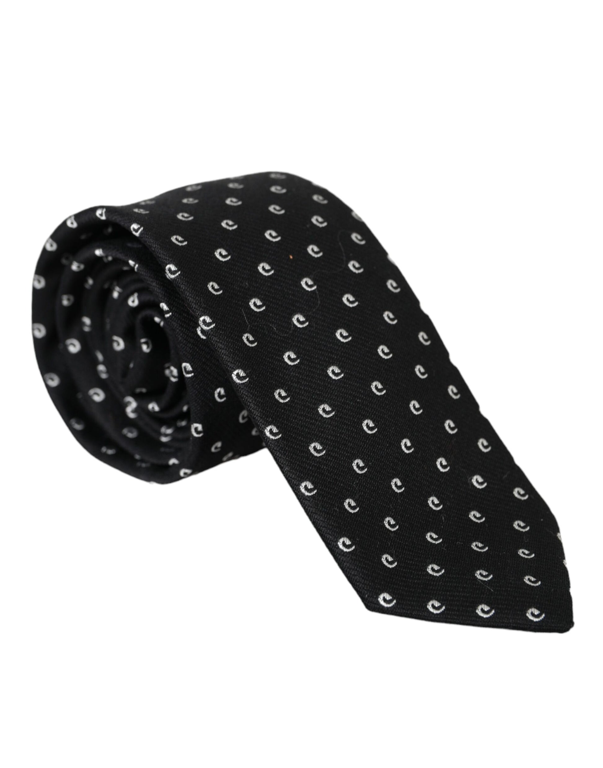 Cravate noire en coton mélangé, logo, taille réglable