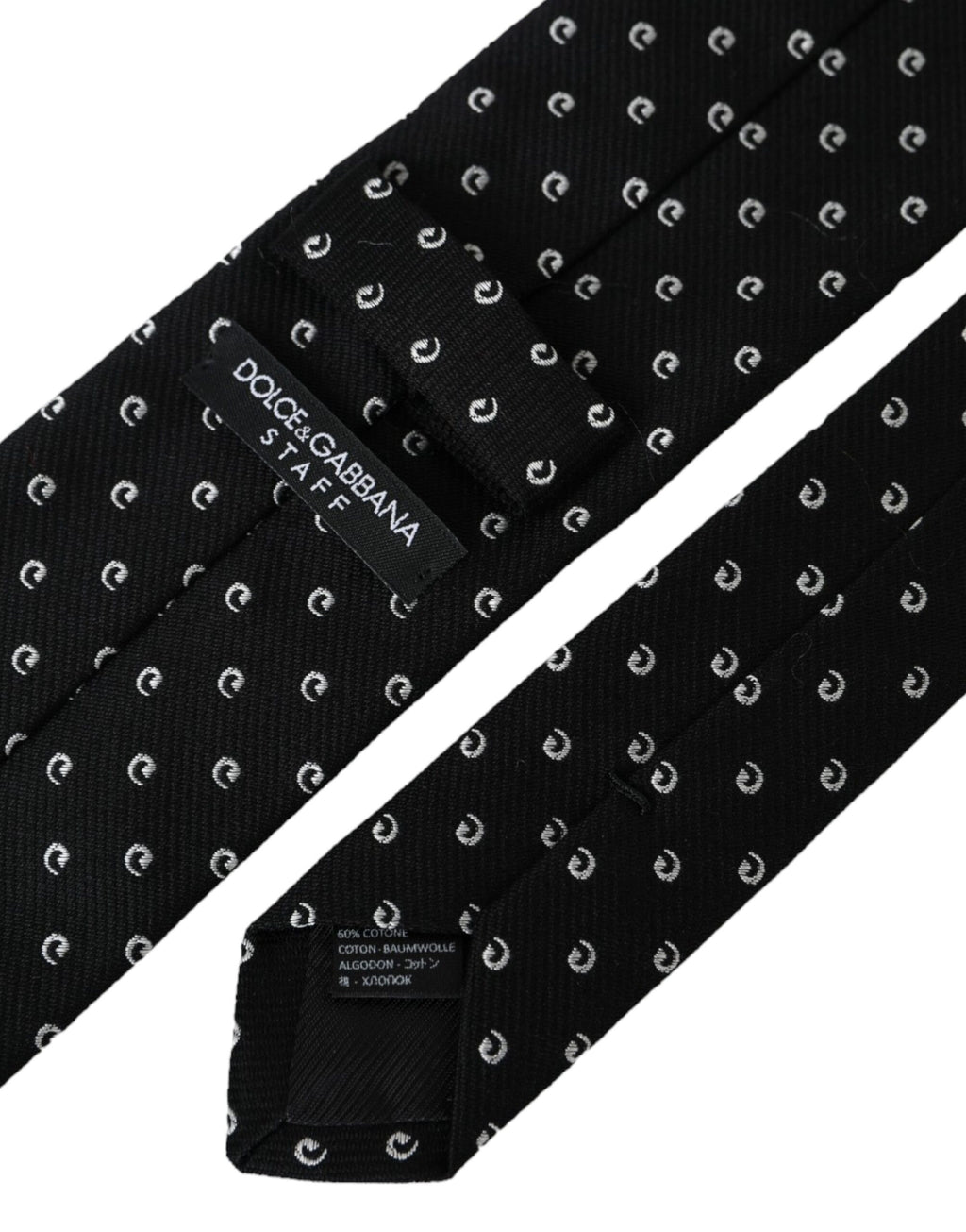 Cravate noire en coton mélangé, logo, taille réglable