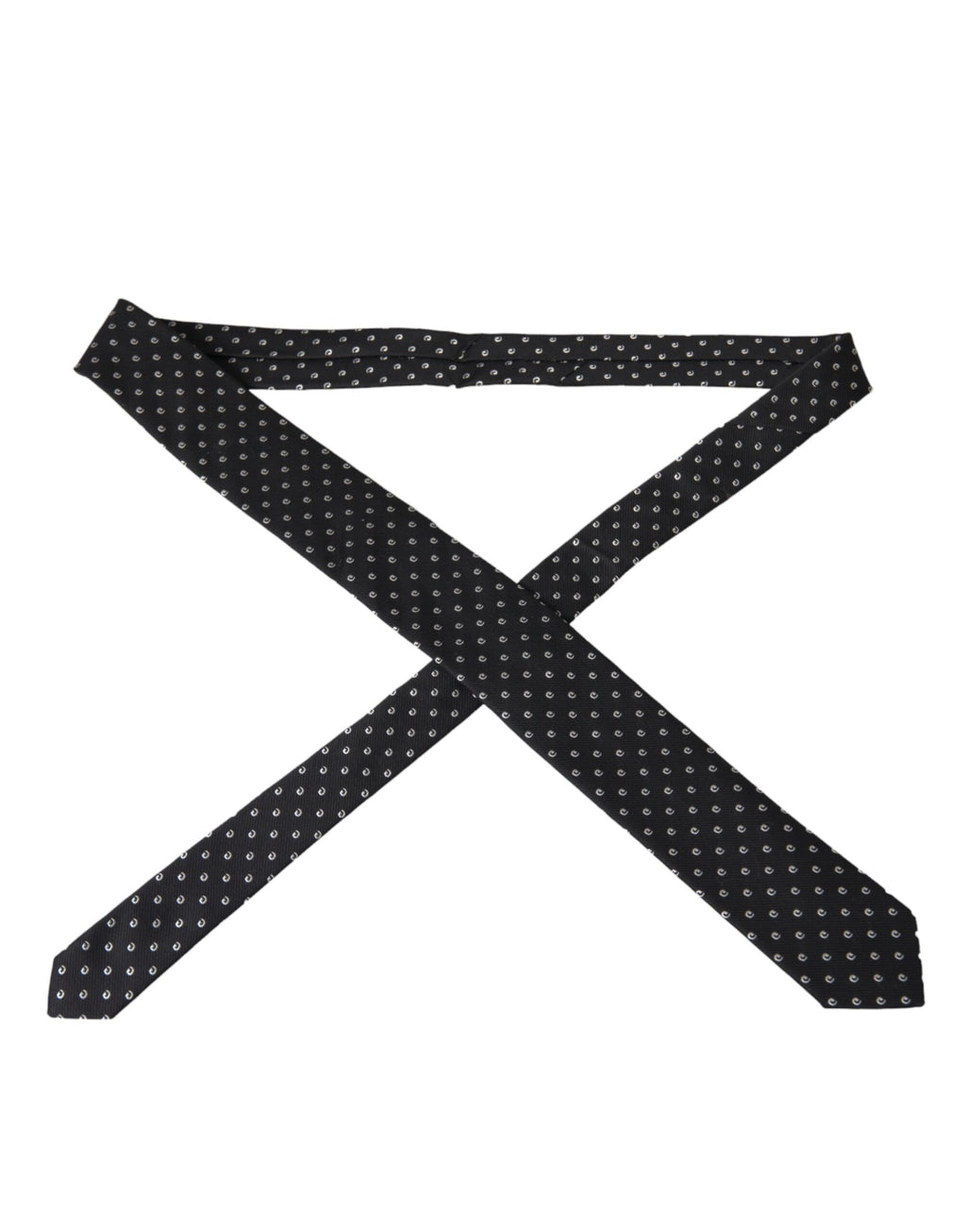 Cravate noire en coton mélangé, logo, taille réglable