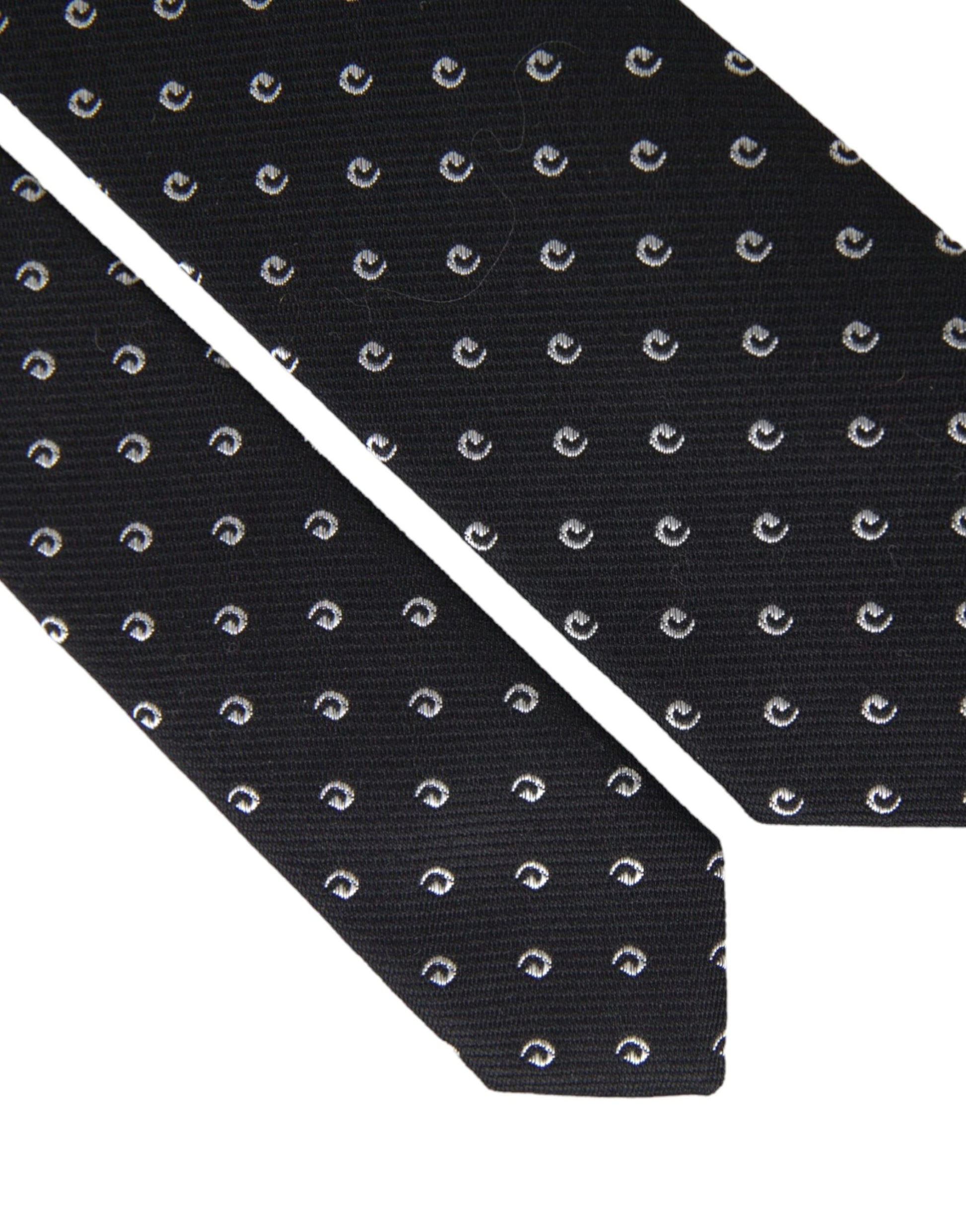 Cravate noire en coton mélangé, logo, taille réglable