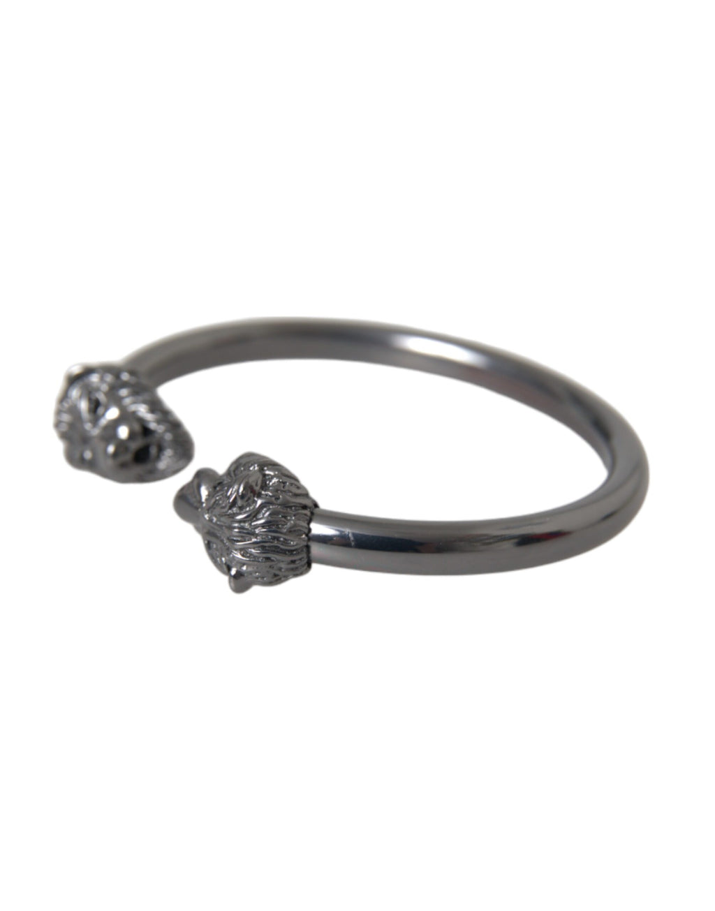 Bracelet jonc lion en rhodium noir pour femme