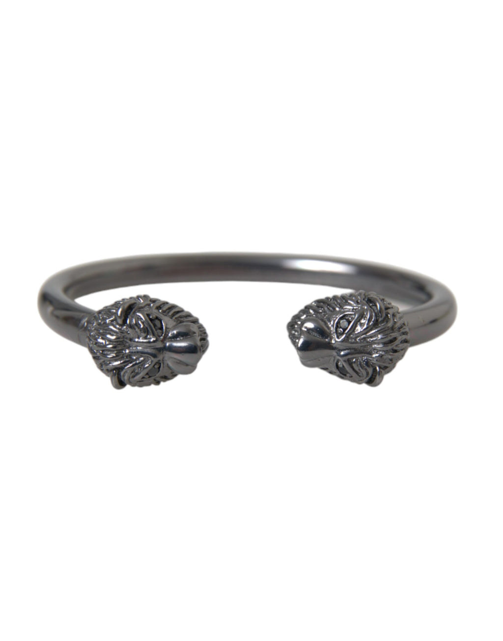 Bracelet jonc lion en rhodium noir pour femme