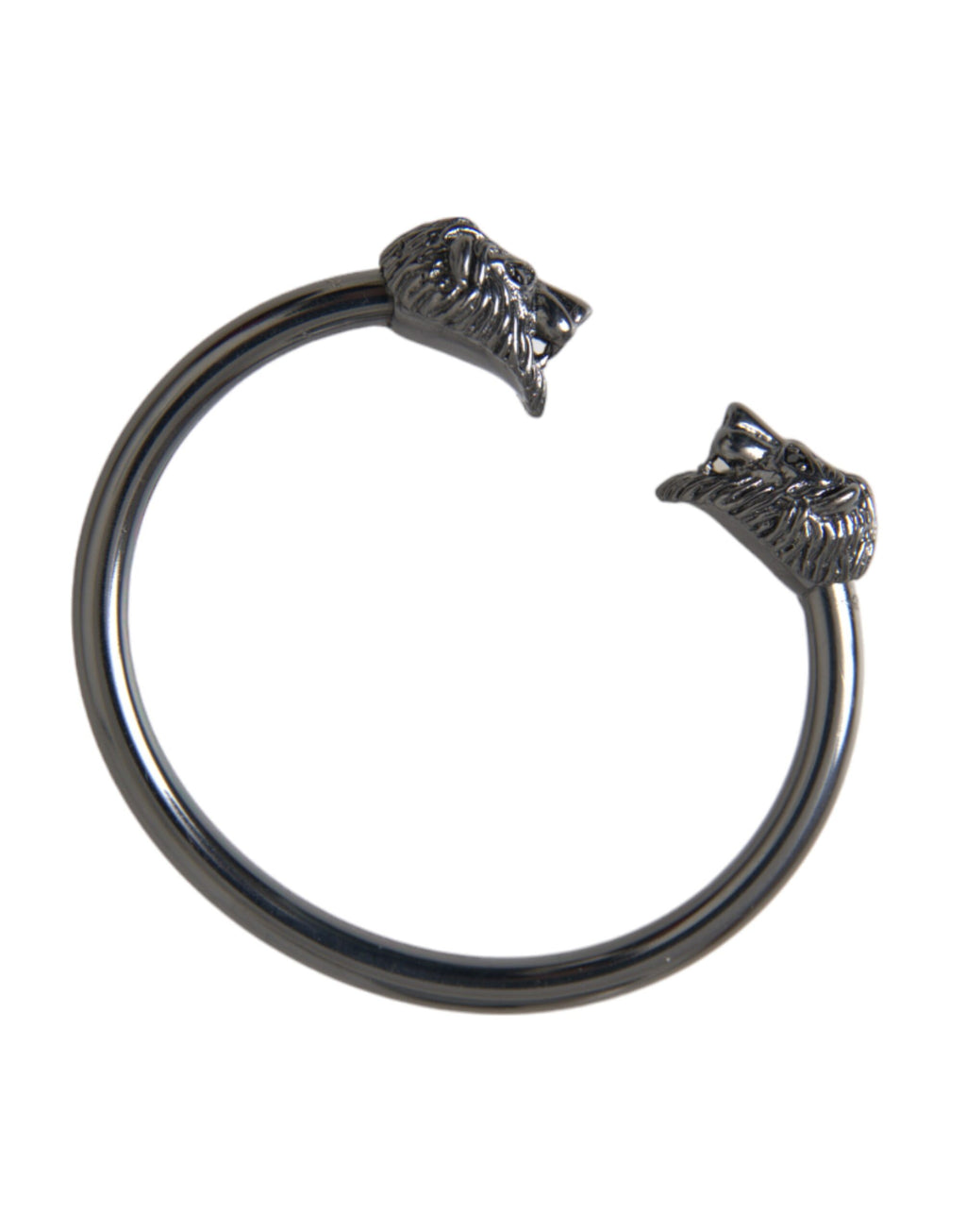 Bracelet jonc lion en rhodium noir pour femme