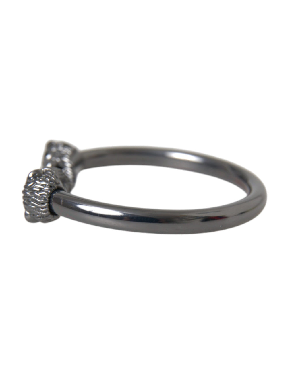 Bracelet jonc lion en rhodium noir pour femme