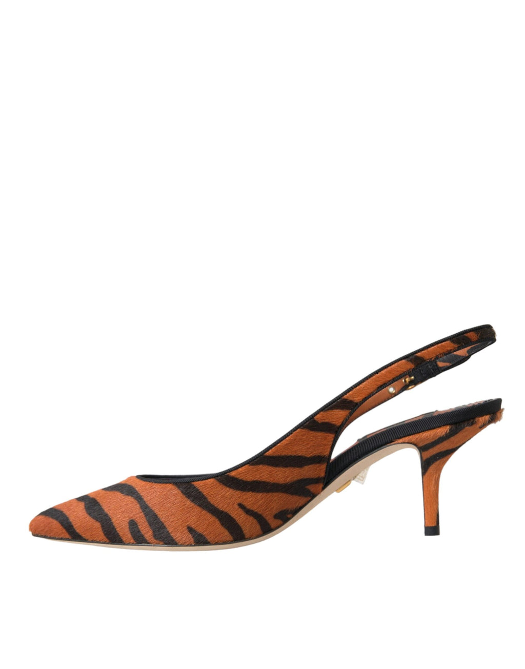 Escarpins en cuir noir et orange zèbre