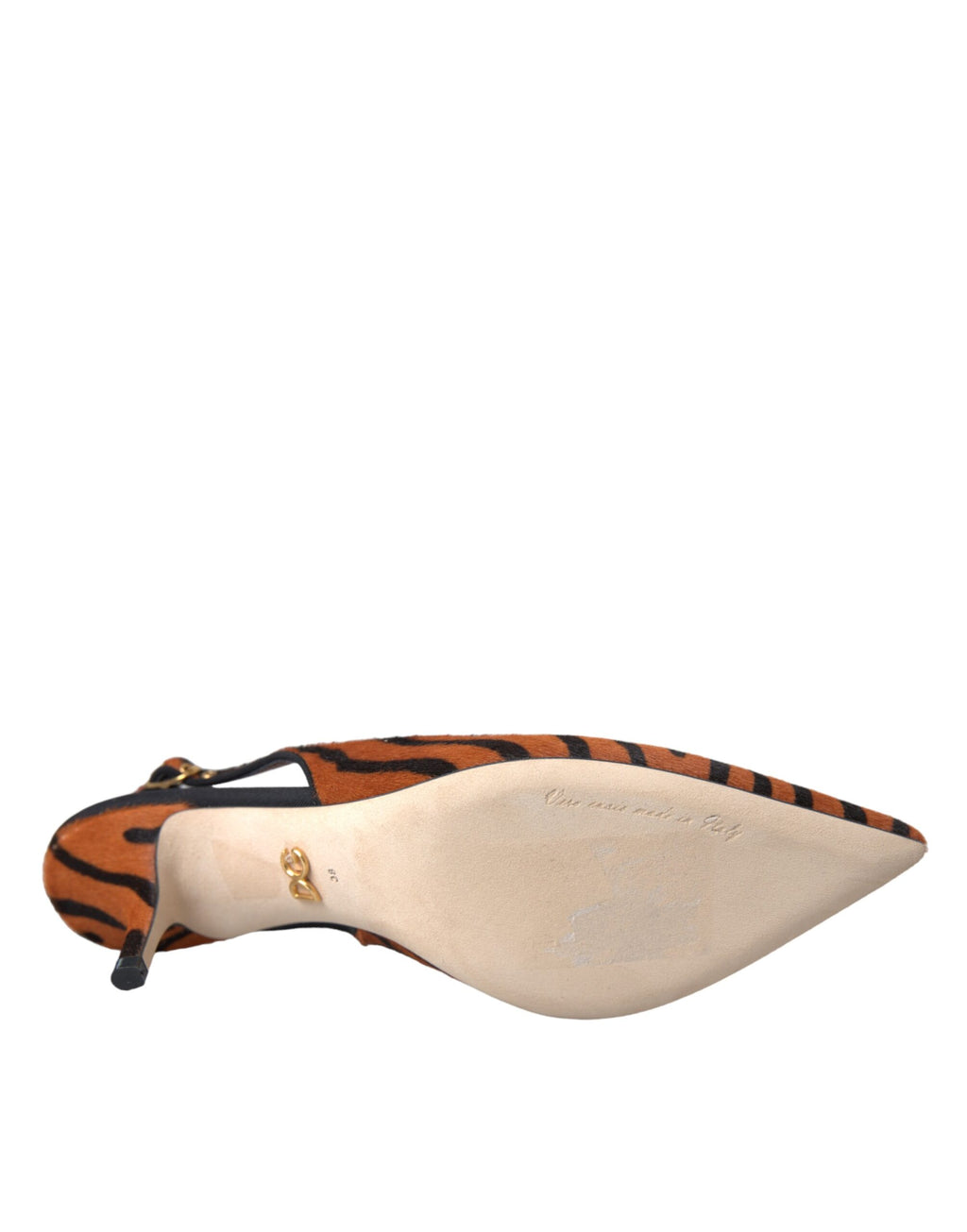 Escarpins en cuir noir et orange zèbre