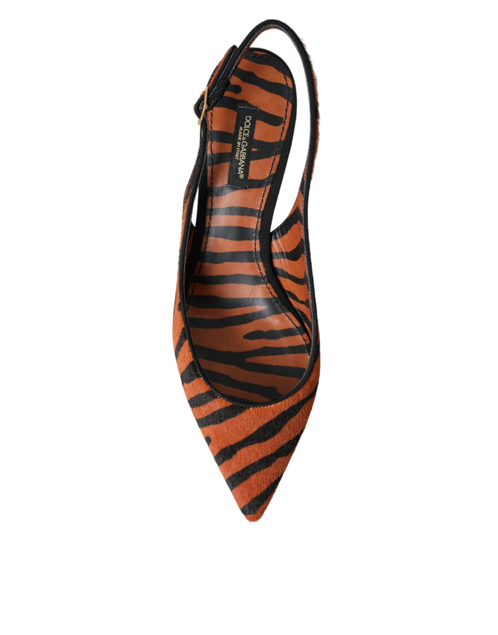 Escarpins en cuir noir et orange zèbre