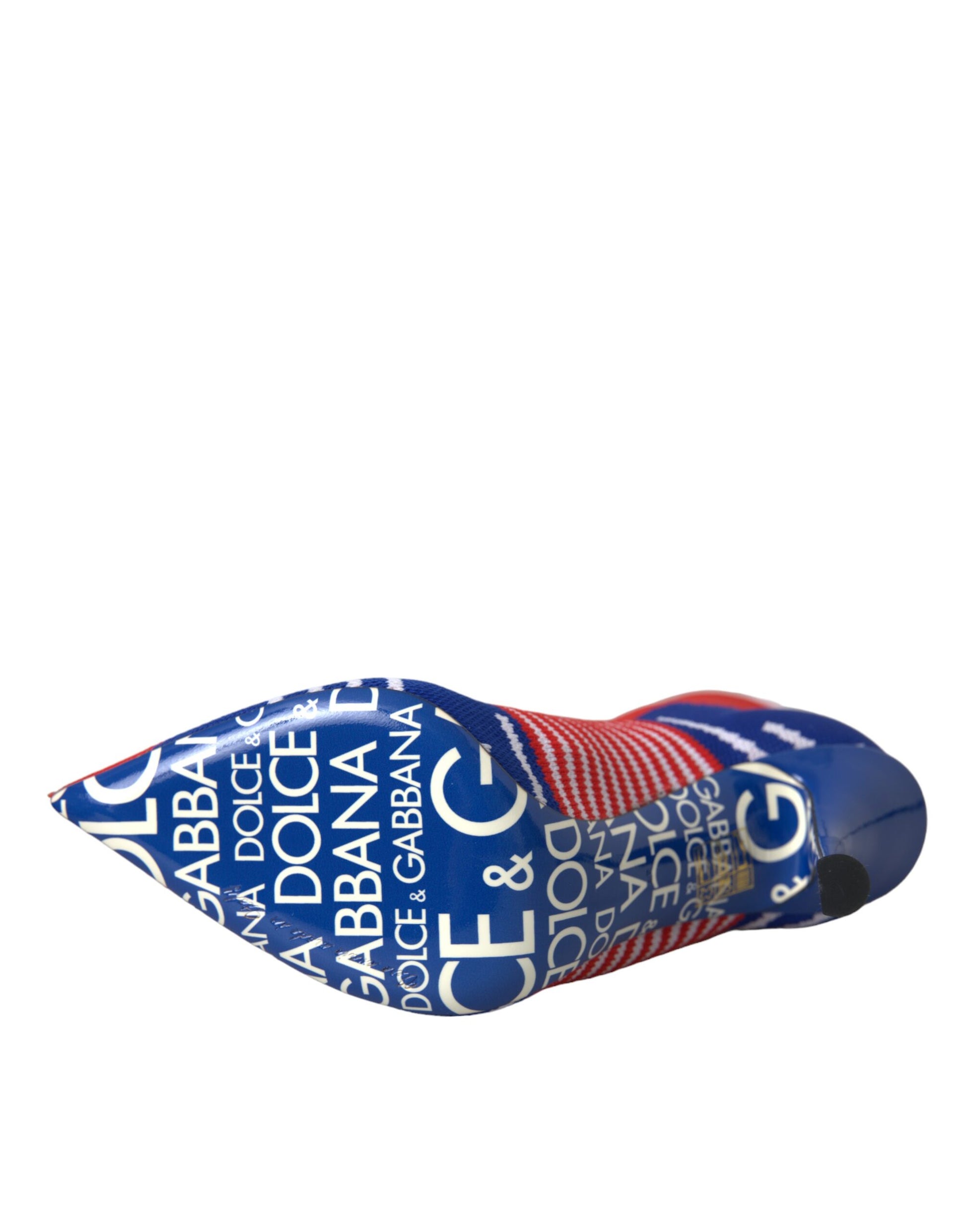 Bottes de cheville en forme de chaussettes extensibles rouges et bleues avec logo.
